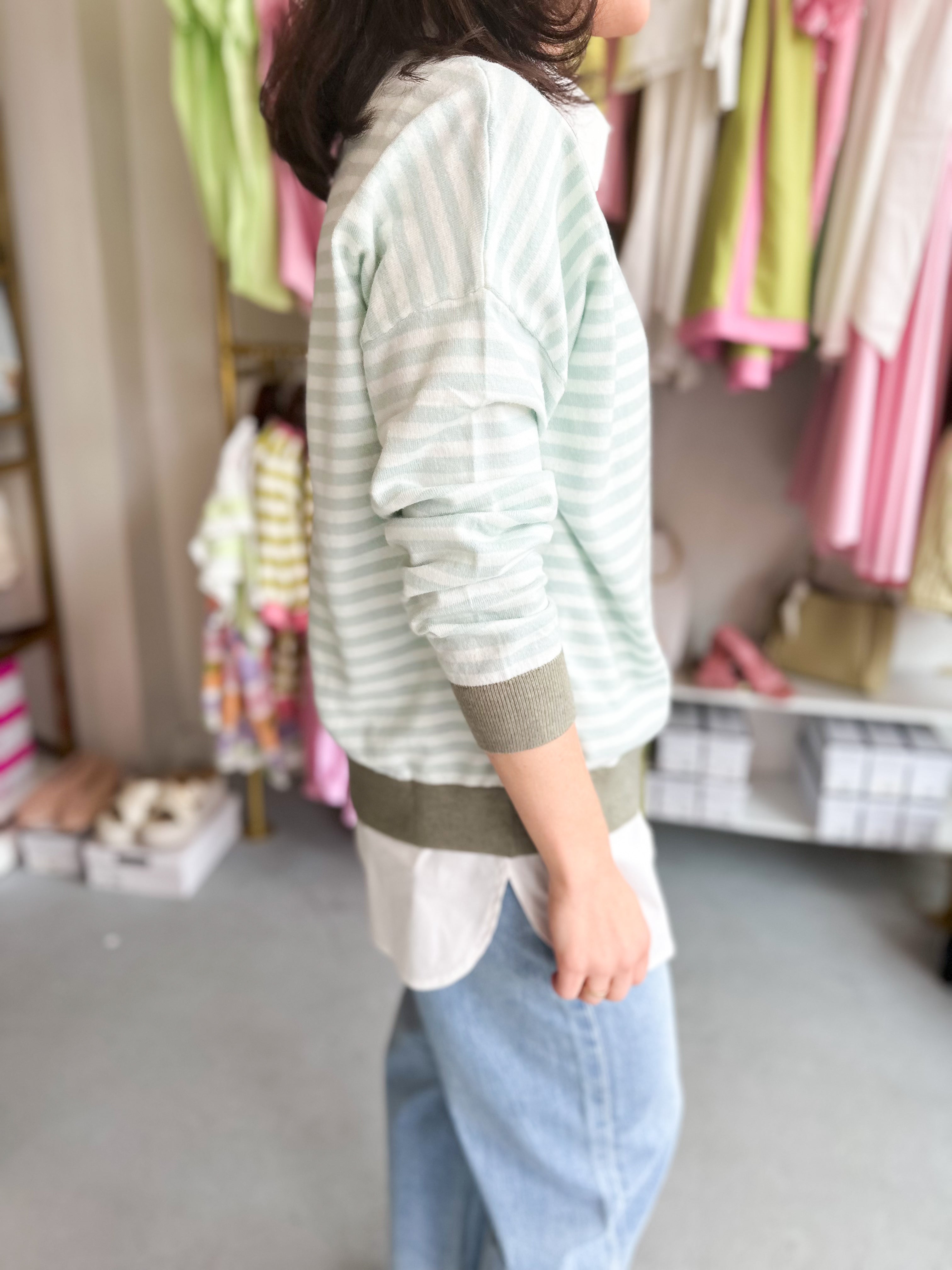 Striped Multi Color Contrast Sweater