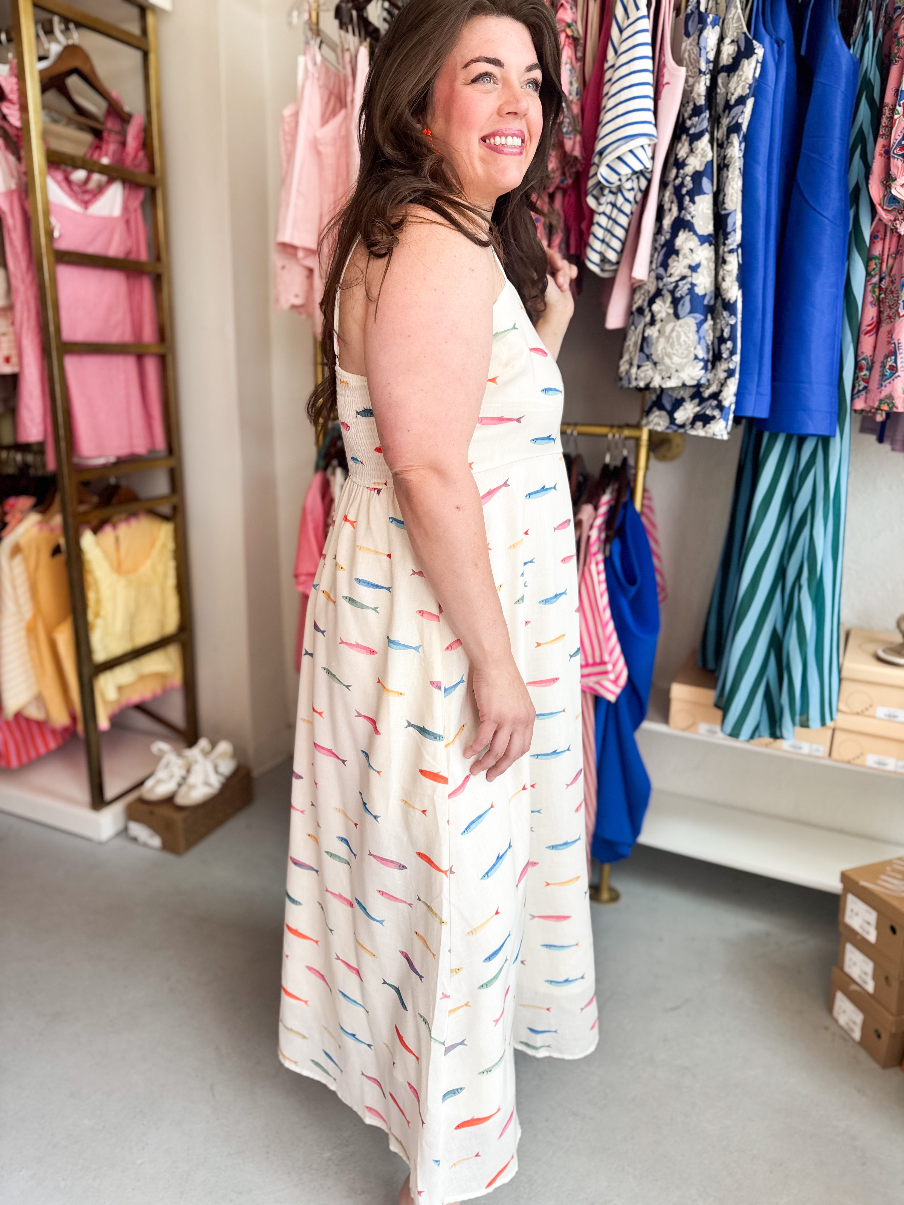 Plus Size School of Fish Print Midi