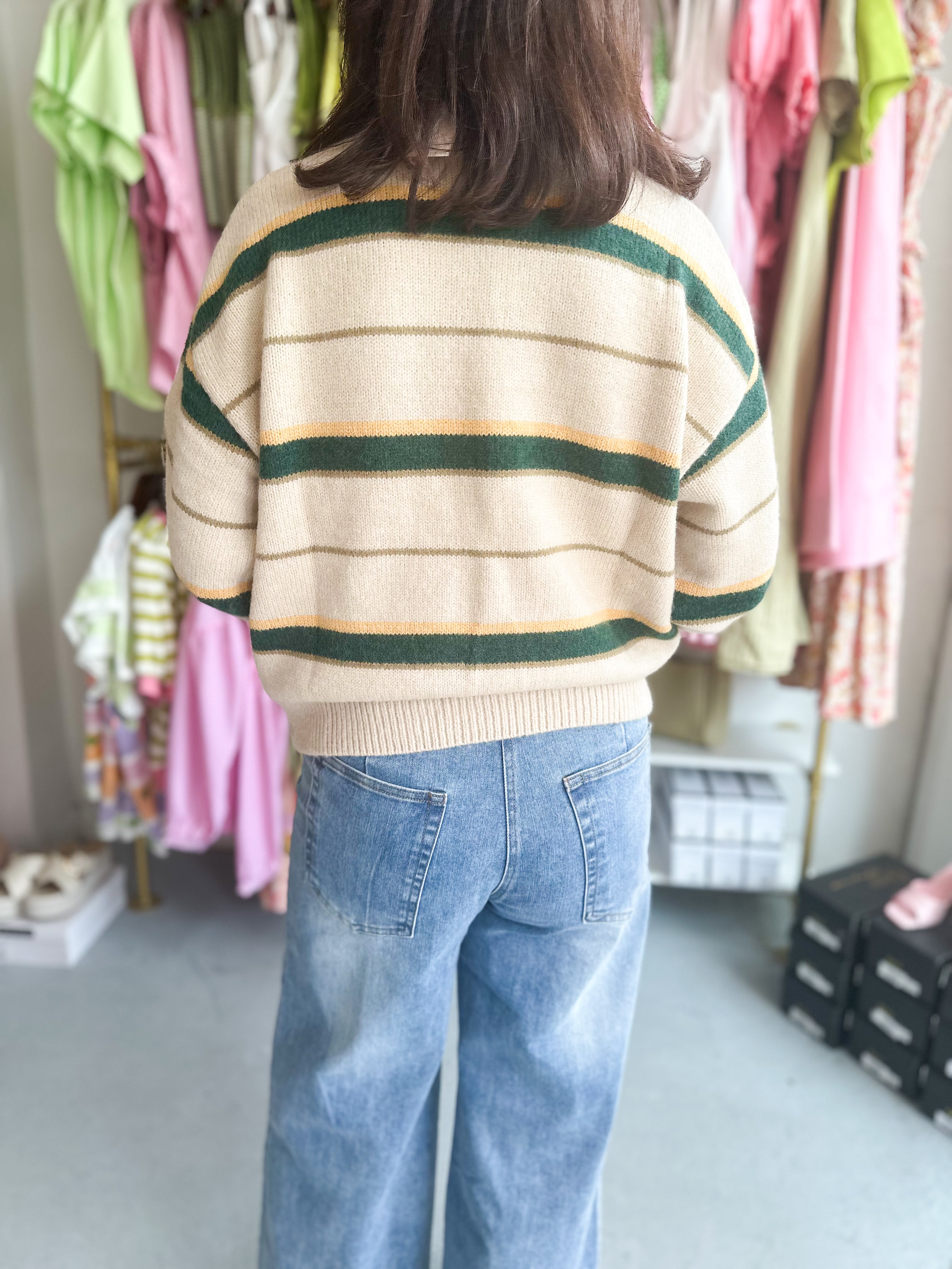 Multi Color Contrast Detail Sweater