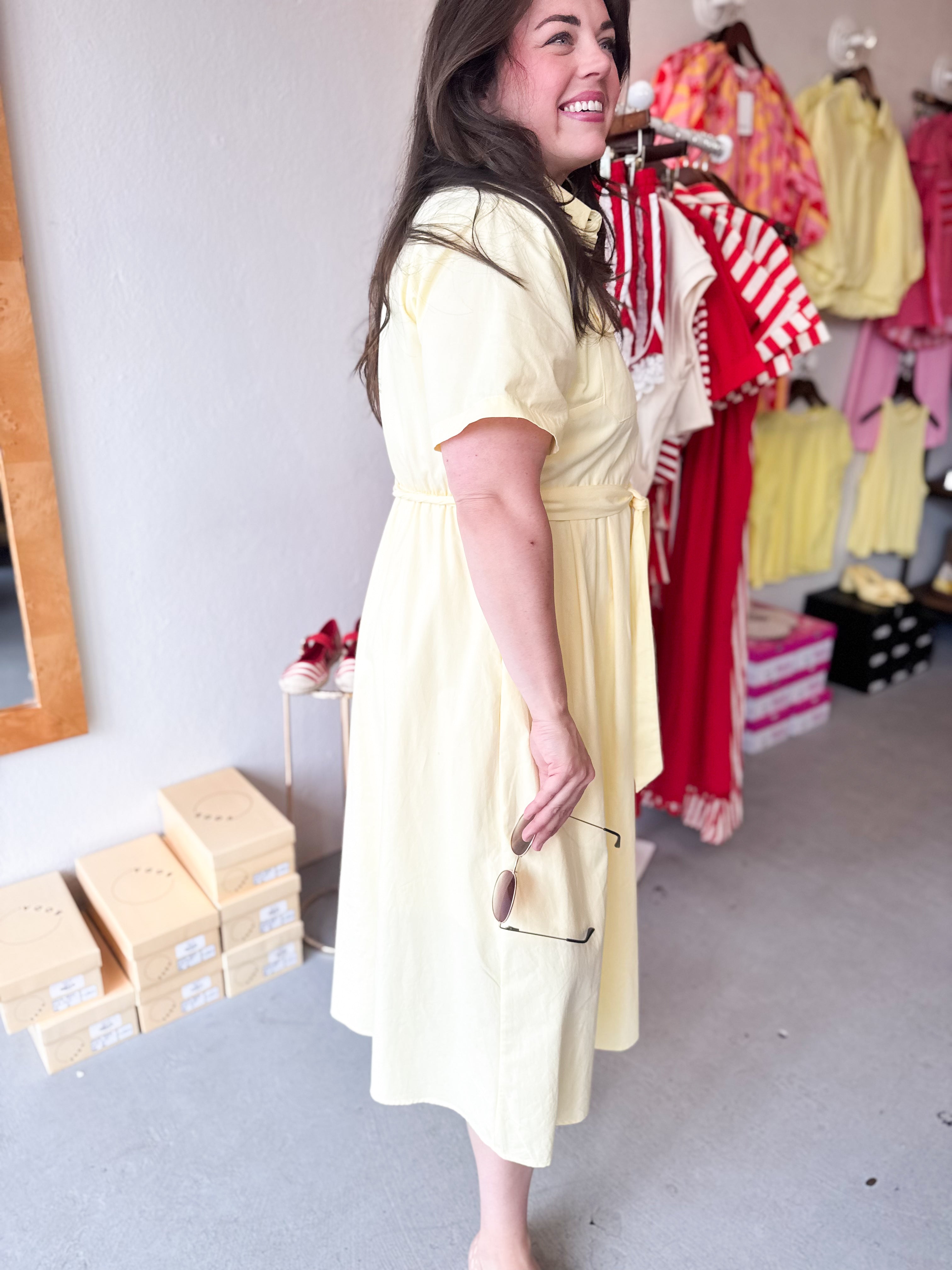 Plus Size Button Up Collar Shirt Dress