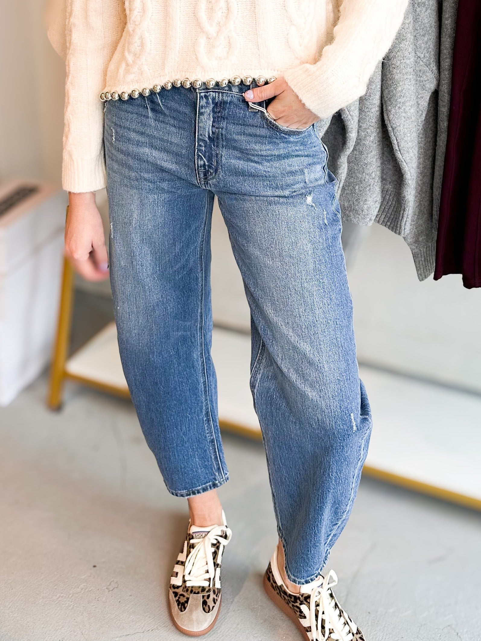 High Rise Barrel Denim