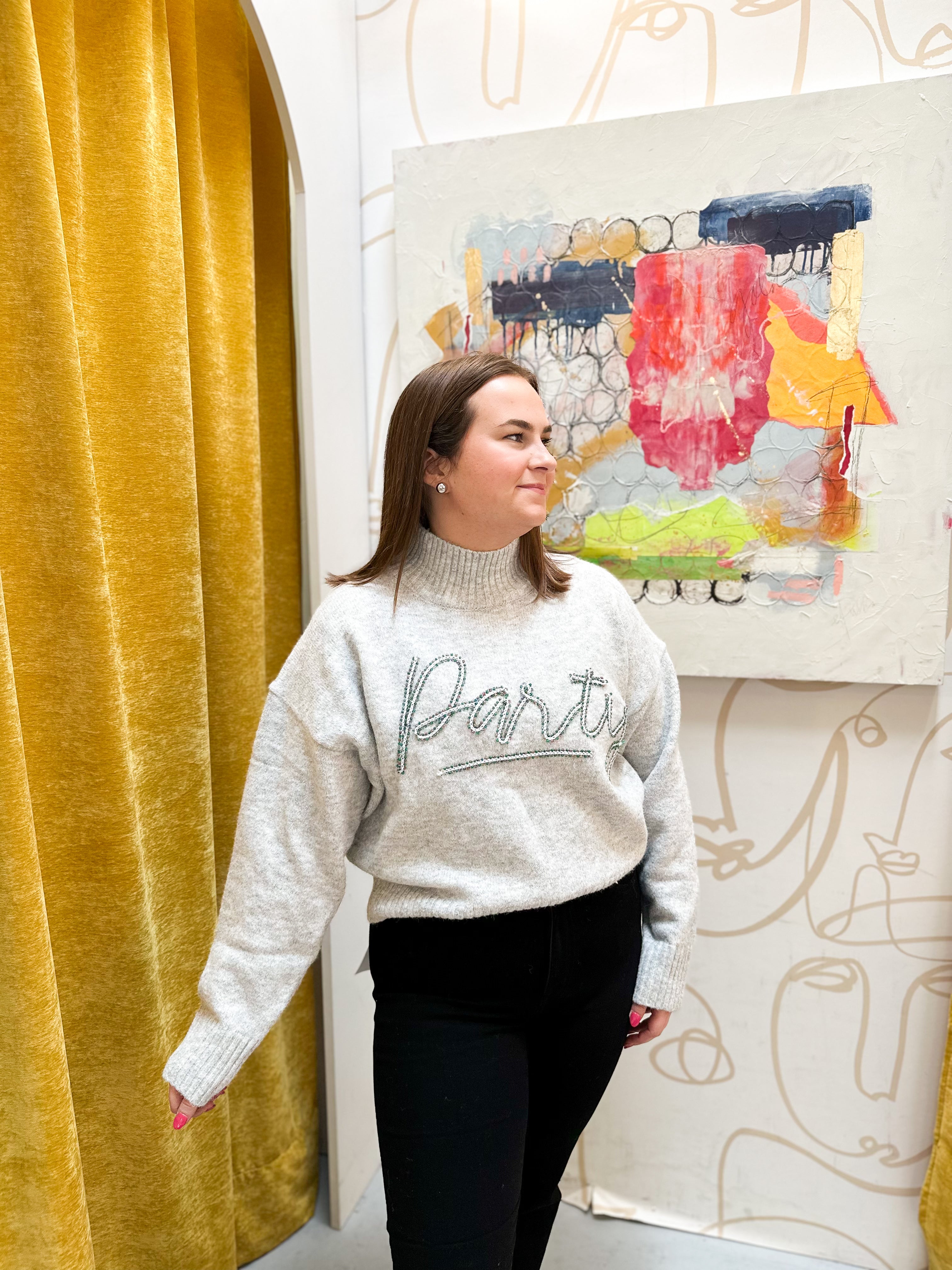 Mock Neck Party Sweater