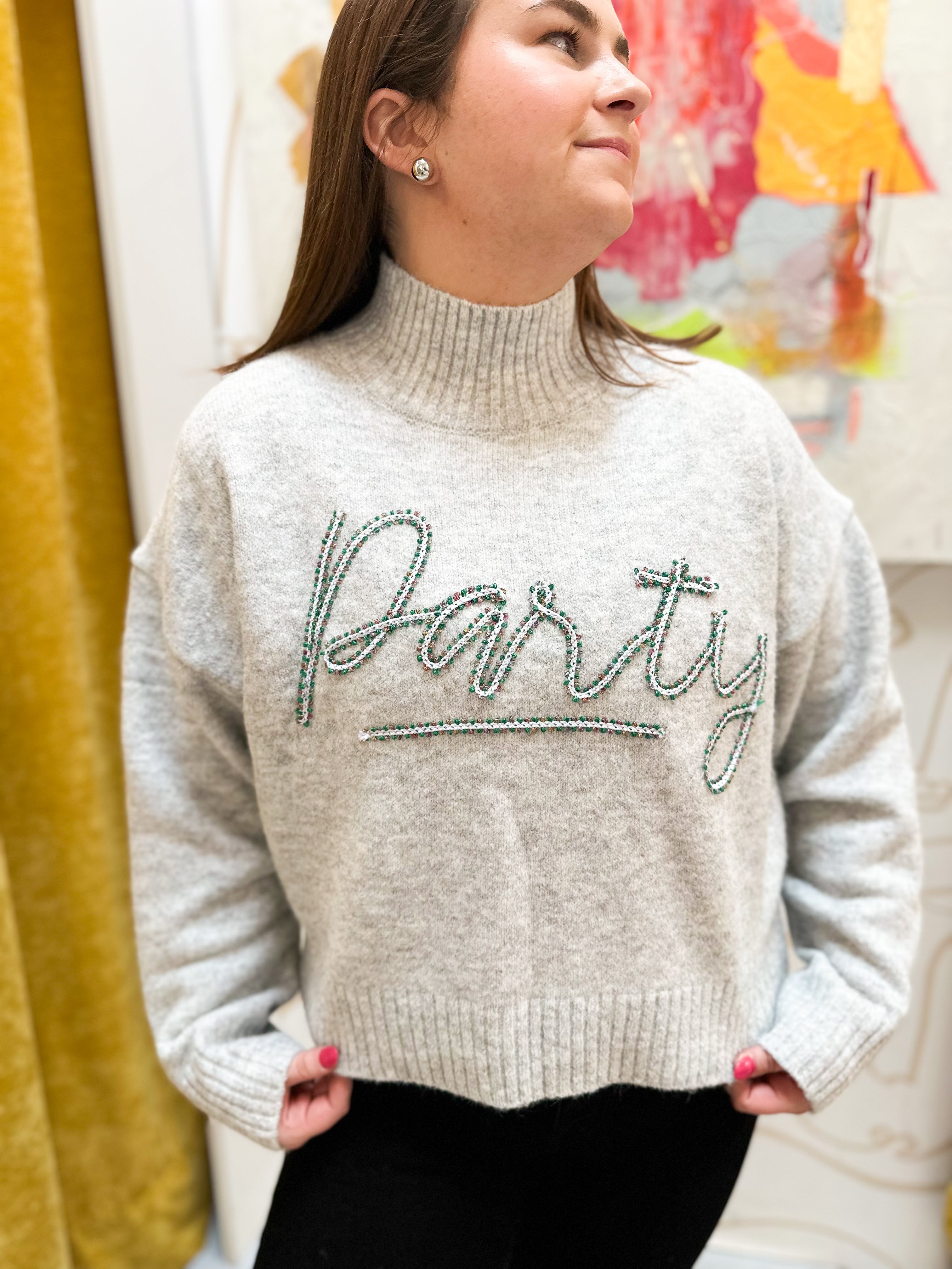 Mock Neck Party Sweater