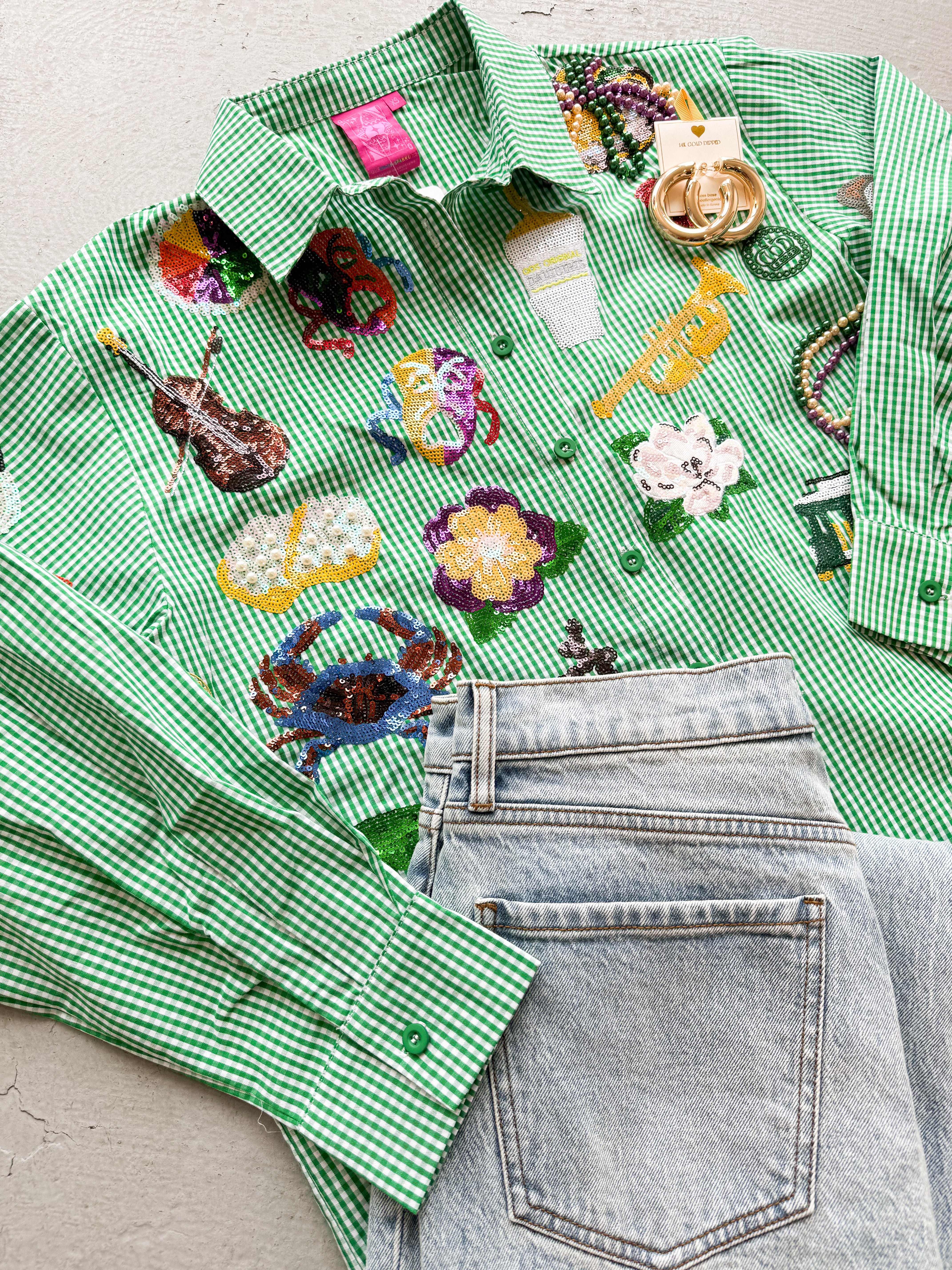 Queen of Sparkles Gingham Mardi Gras