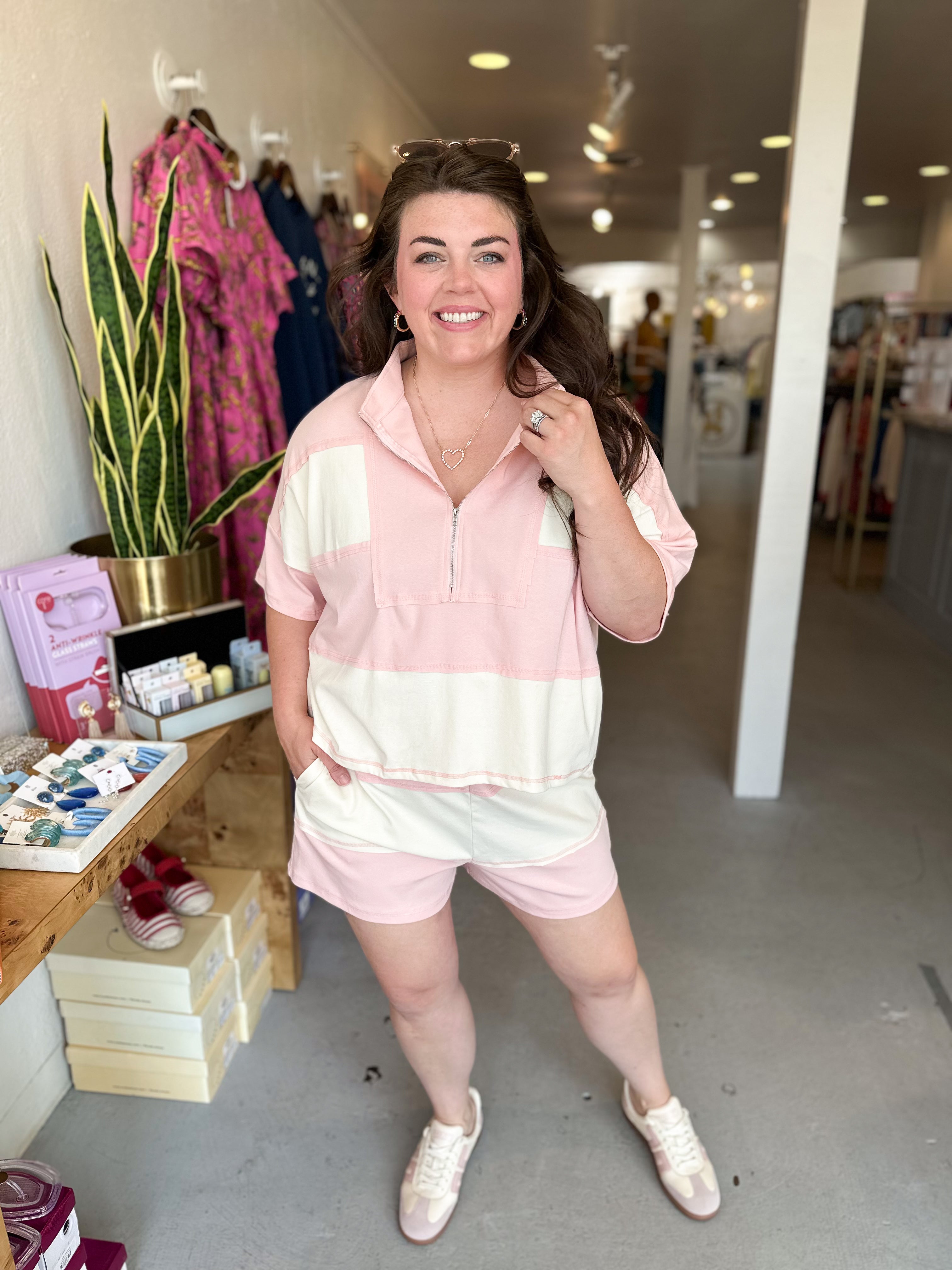 Plus Size Color Block Stripe Shorts
