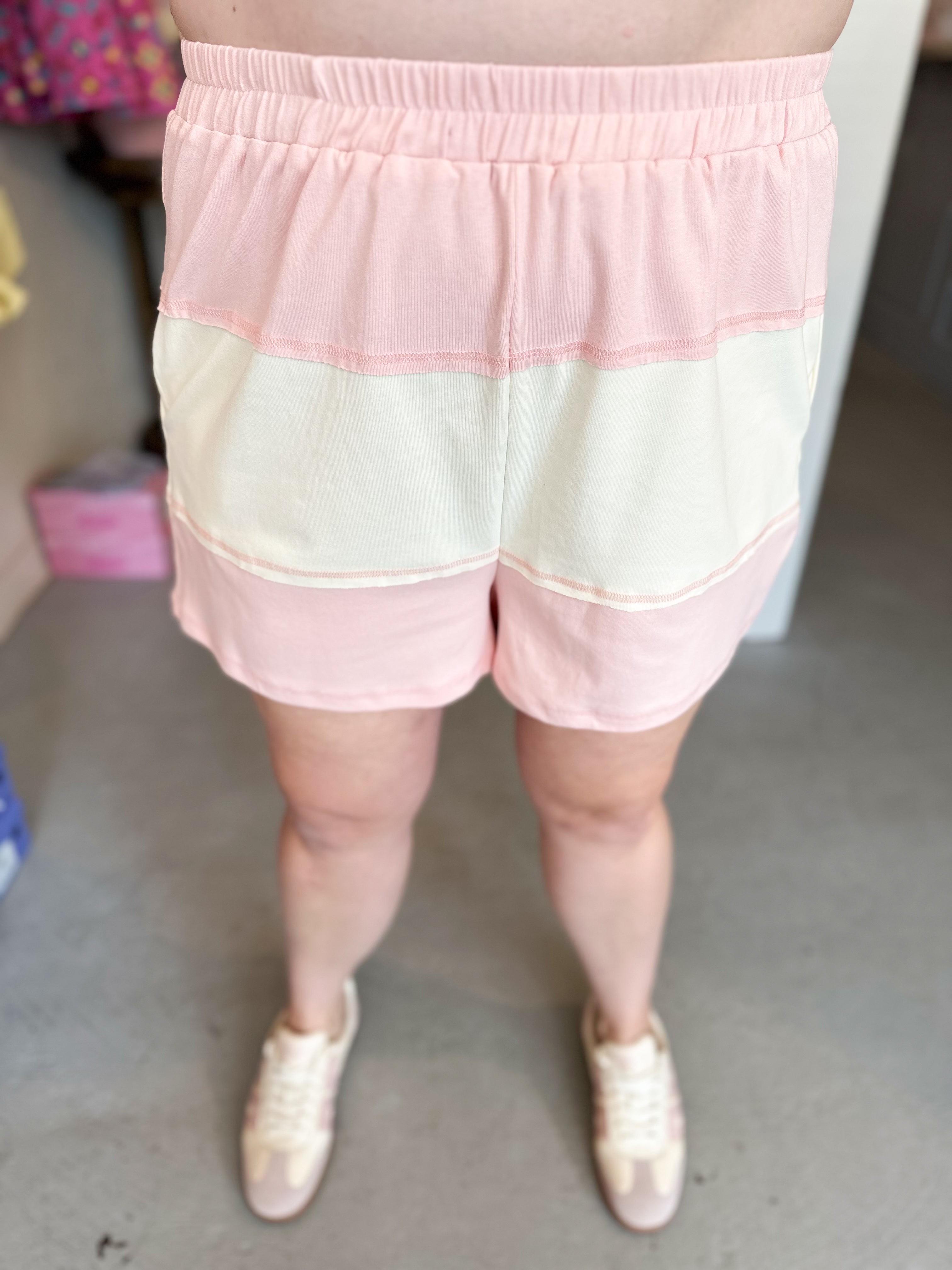 Plus Size Color Block Stripe Shorts