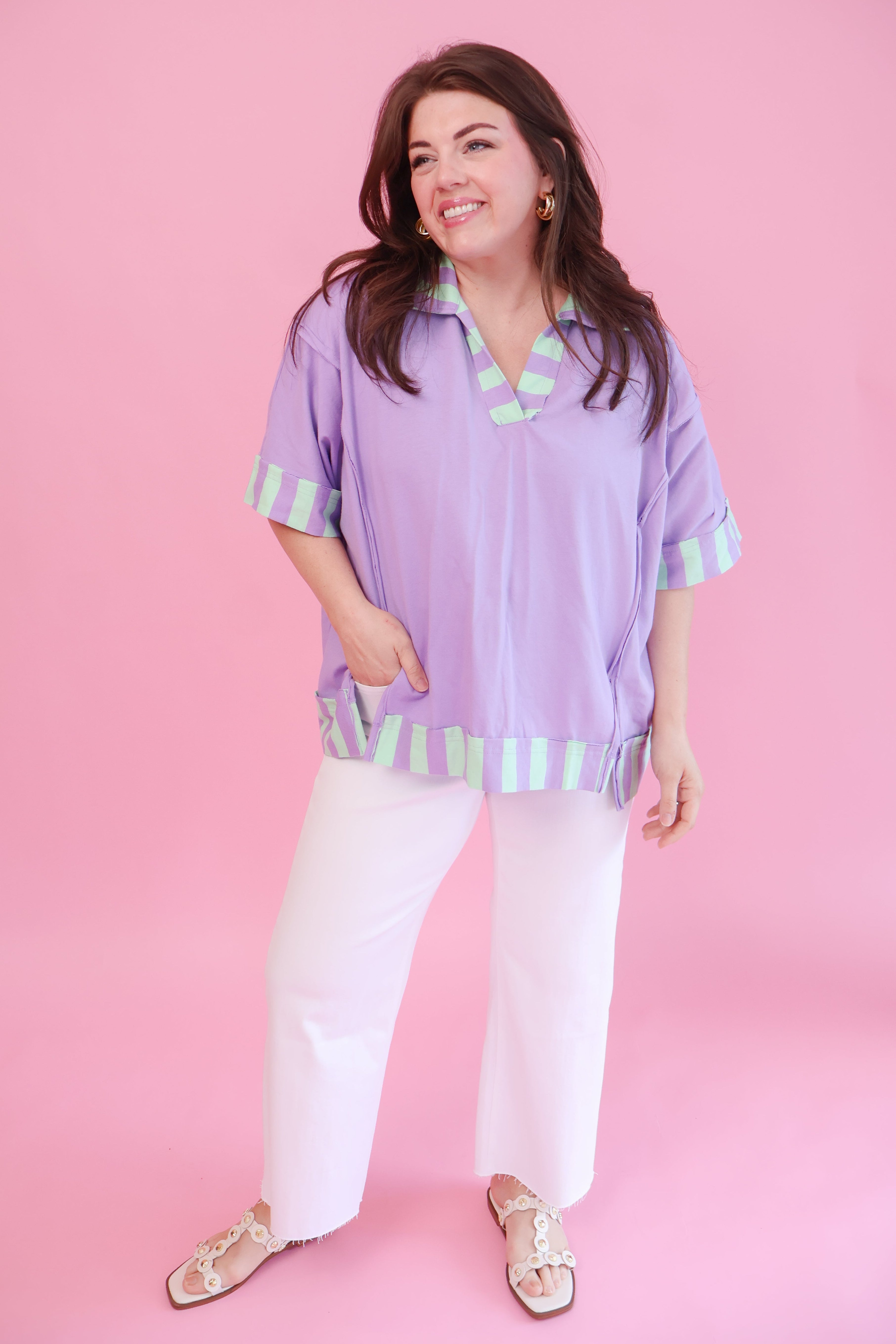 Plus Size Modern Contrast Top