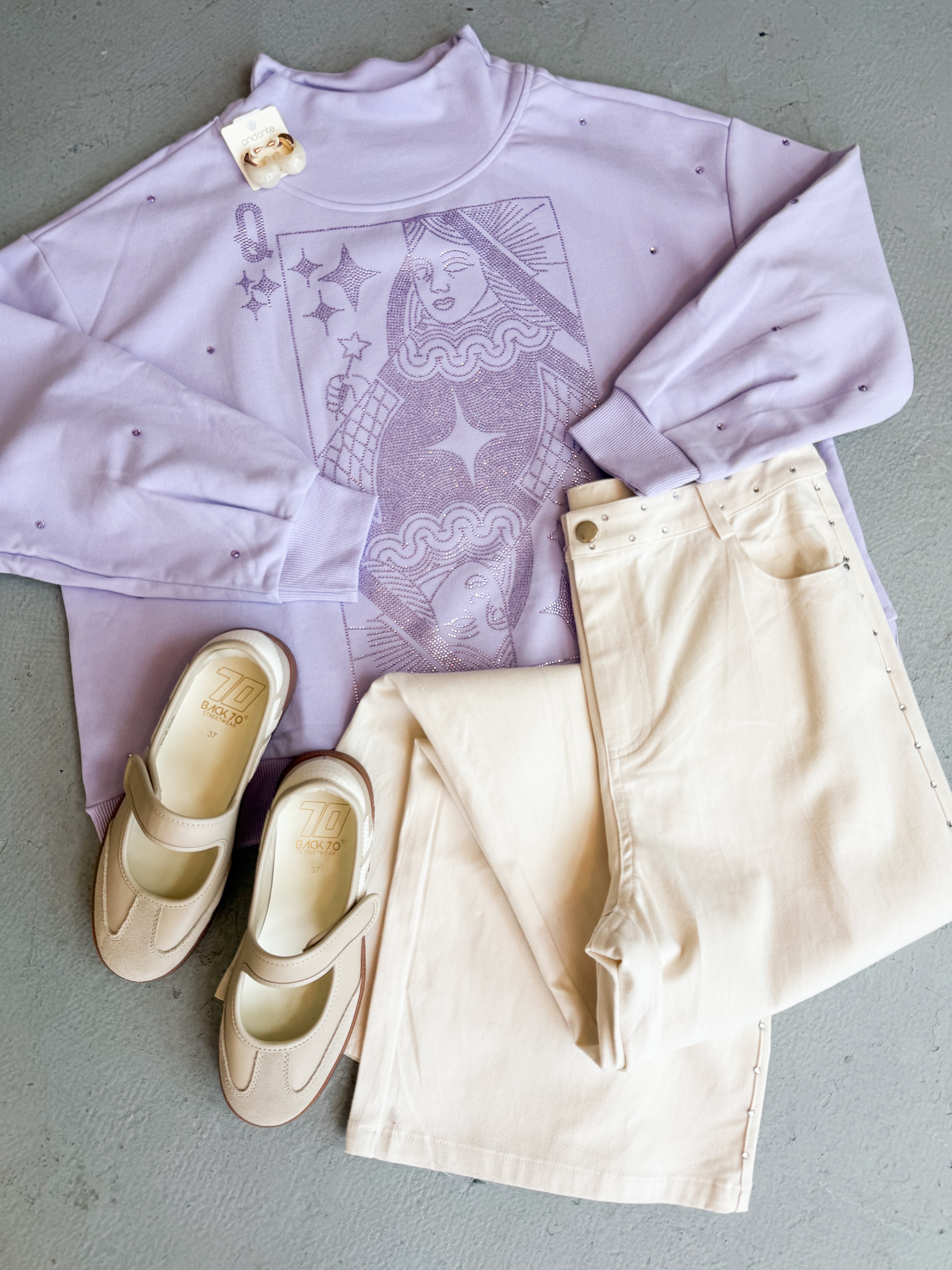 Queen of Sparkles Lavender Jewel Logo Mock Neck