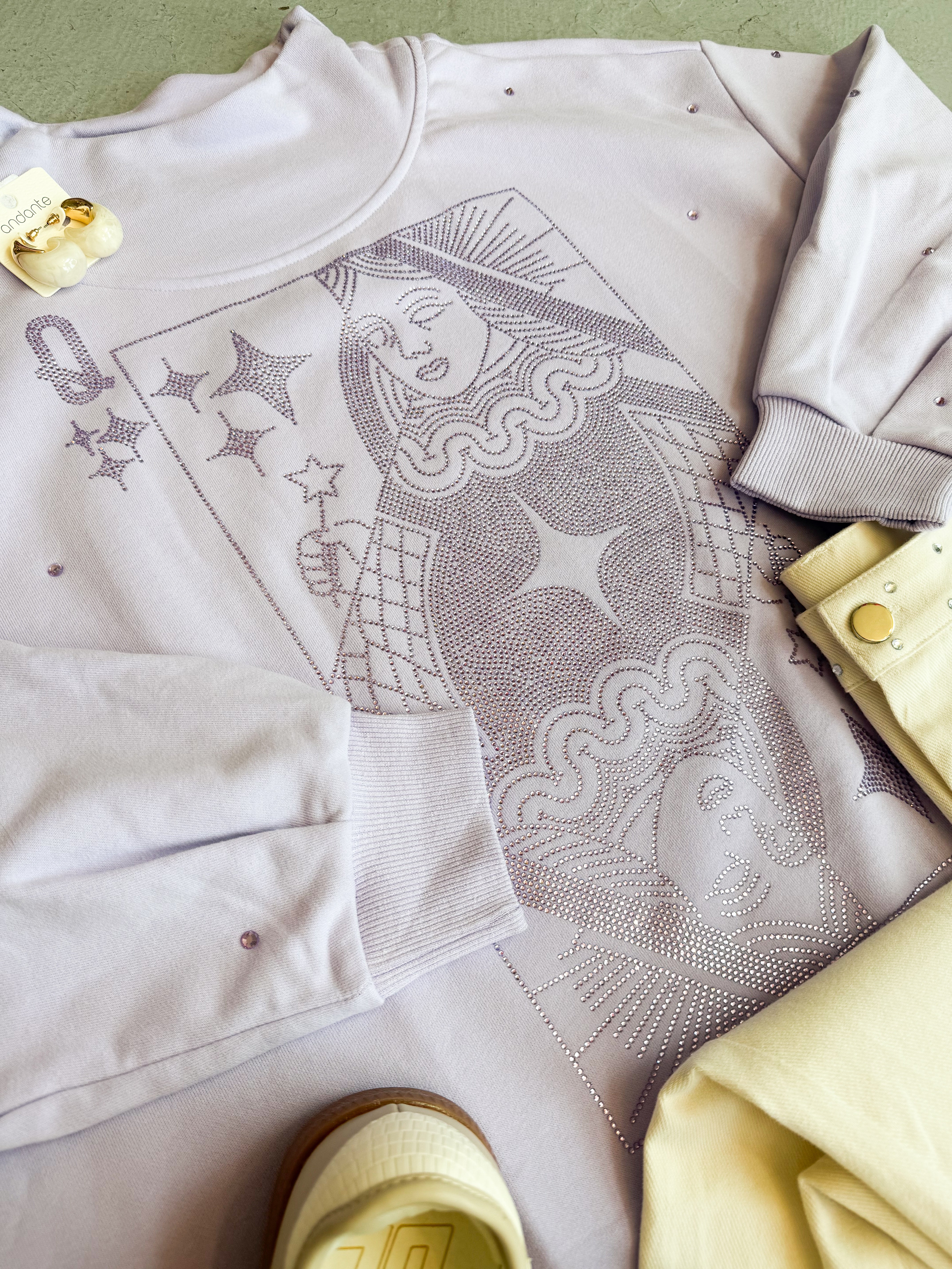 Queen of Sparkles Lavender Jewel Logo Mock Neck