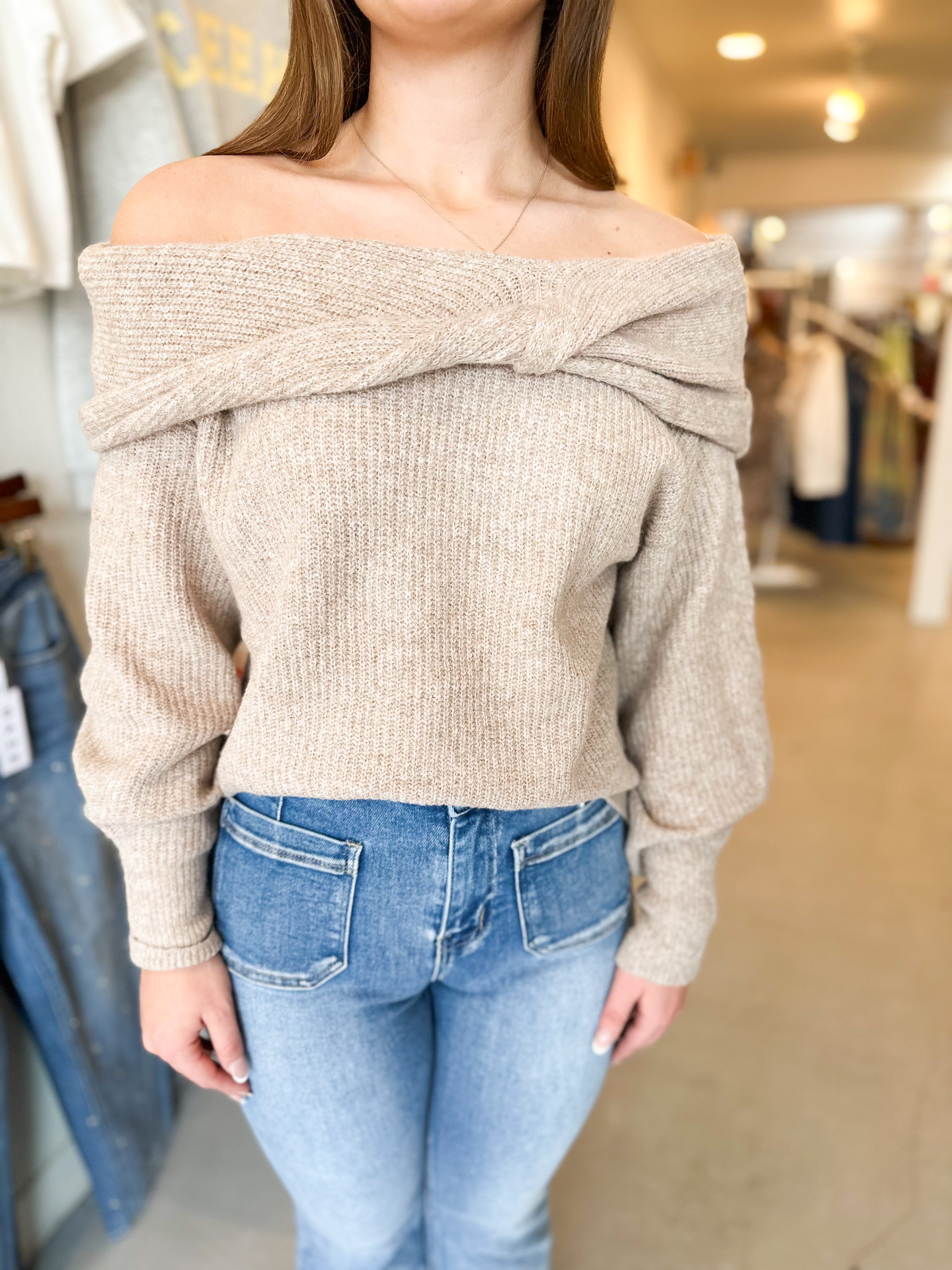Front Twist Knit Sweater