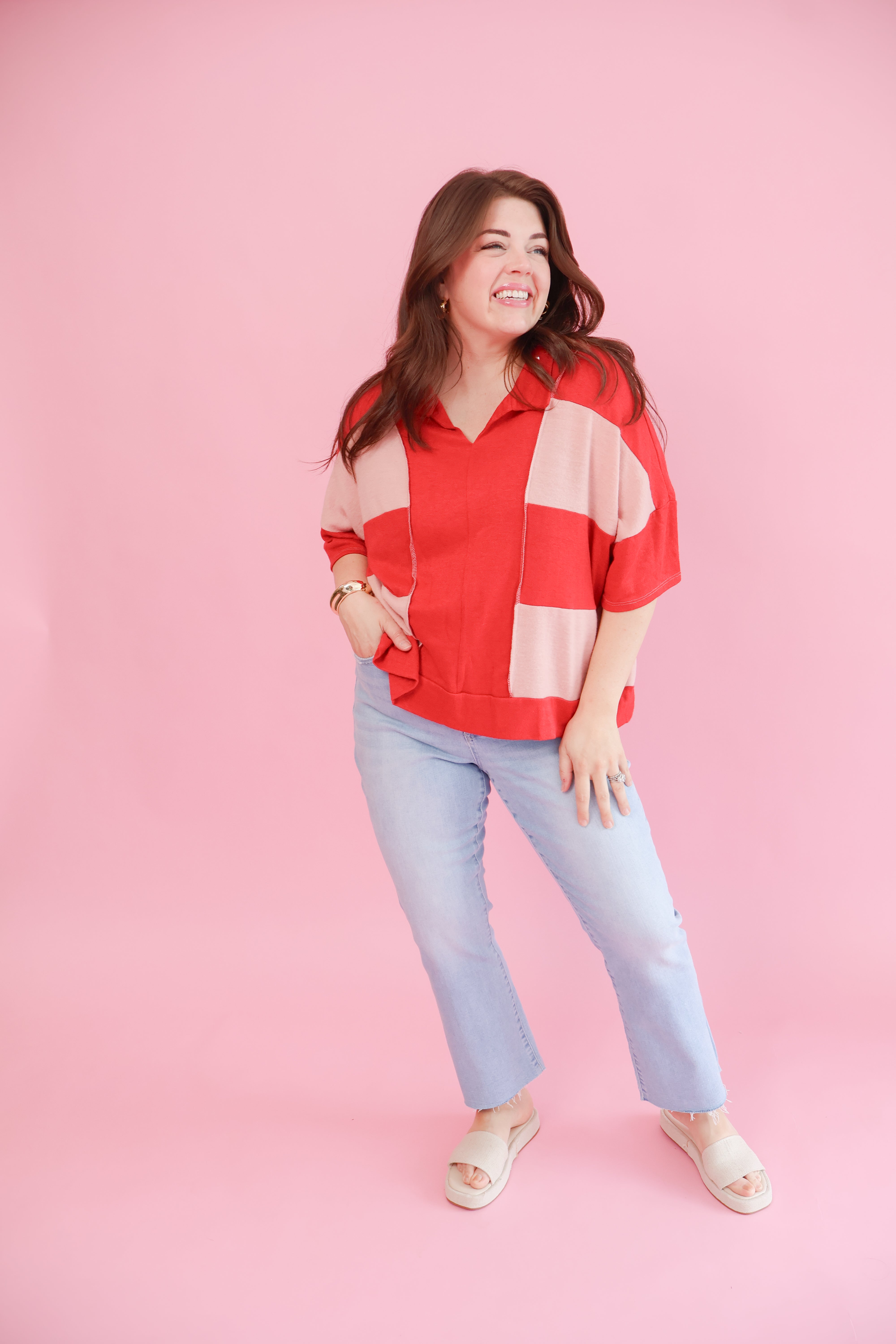 Plus Size Colorblock Soft Knit