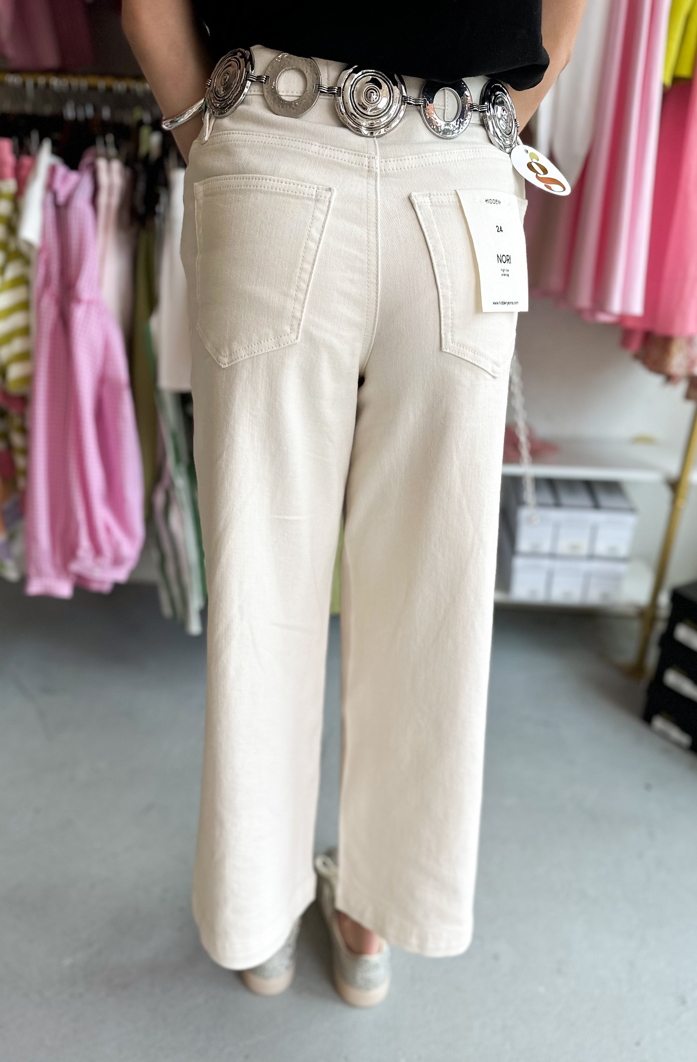 Ecru Hidden Cropped Wide Leg