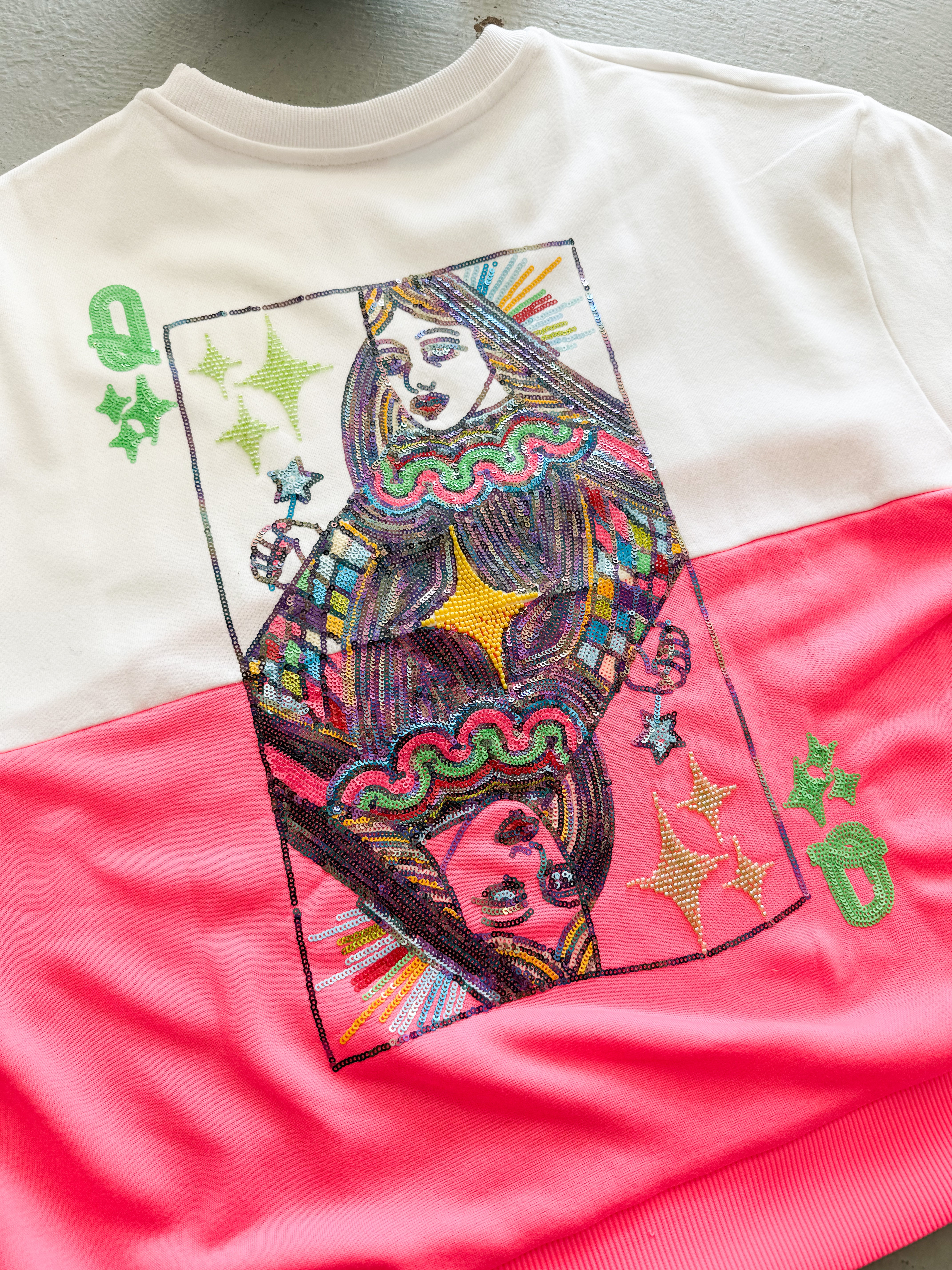 Queen of Sparkles Neon Colorblock Logo Sweatshirt
