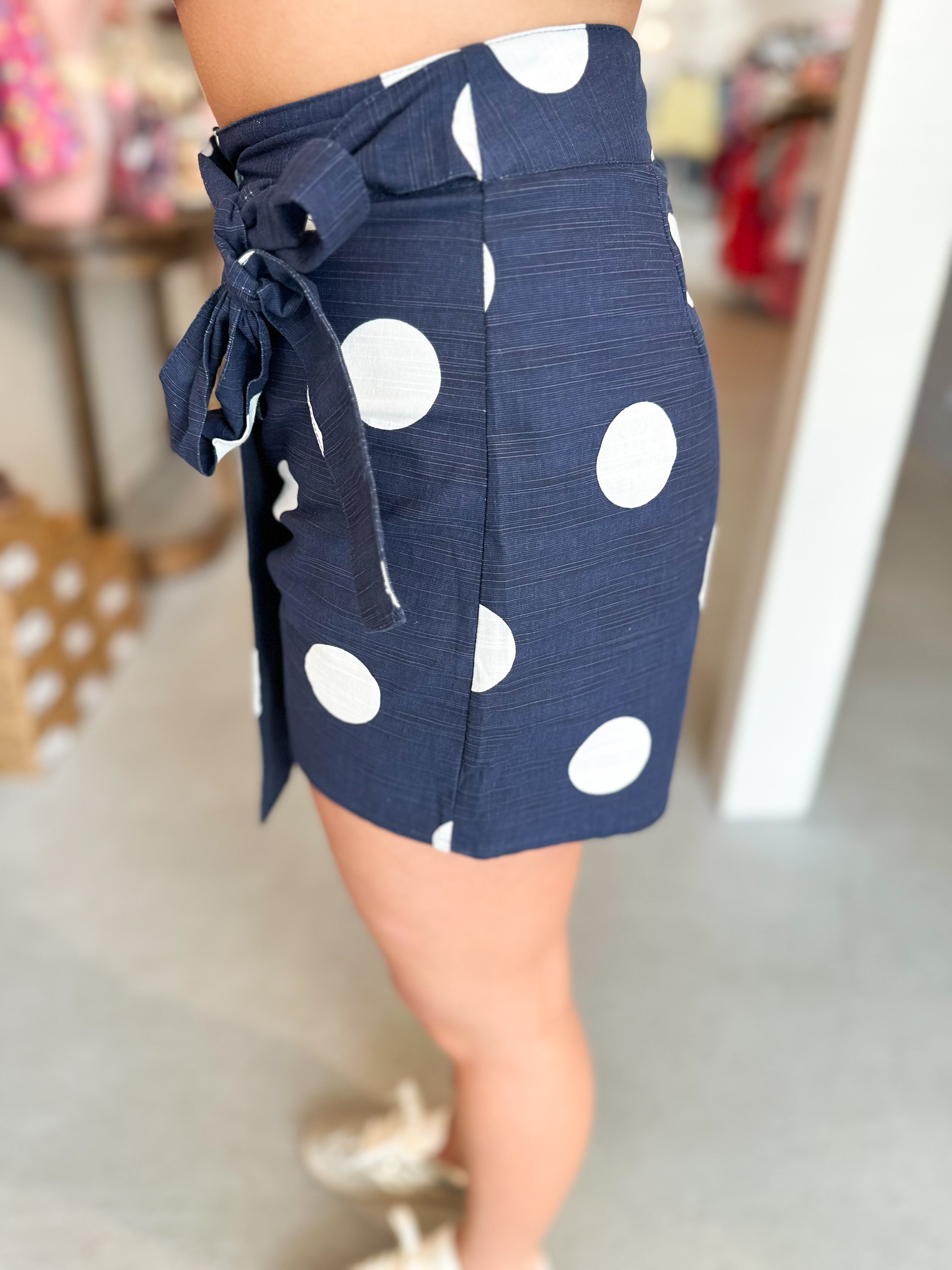 Polka Dot Wrap Skort