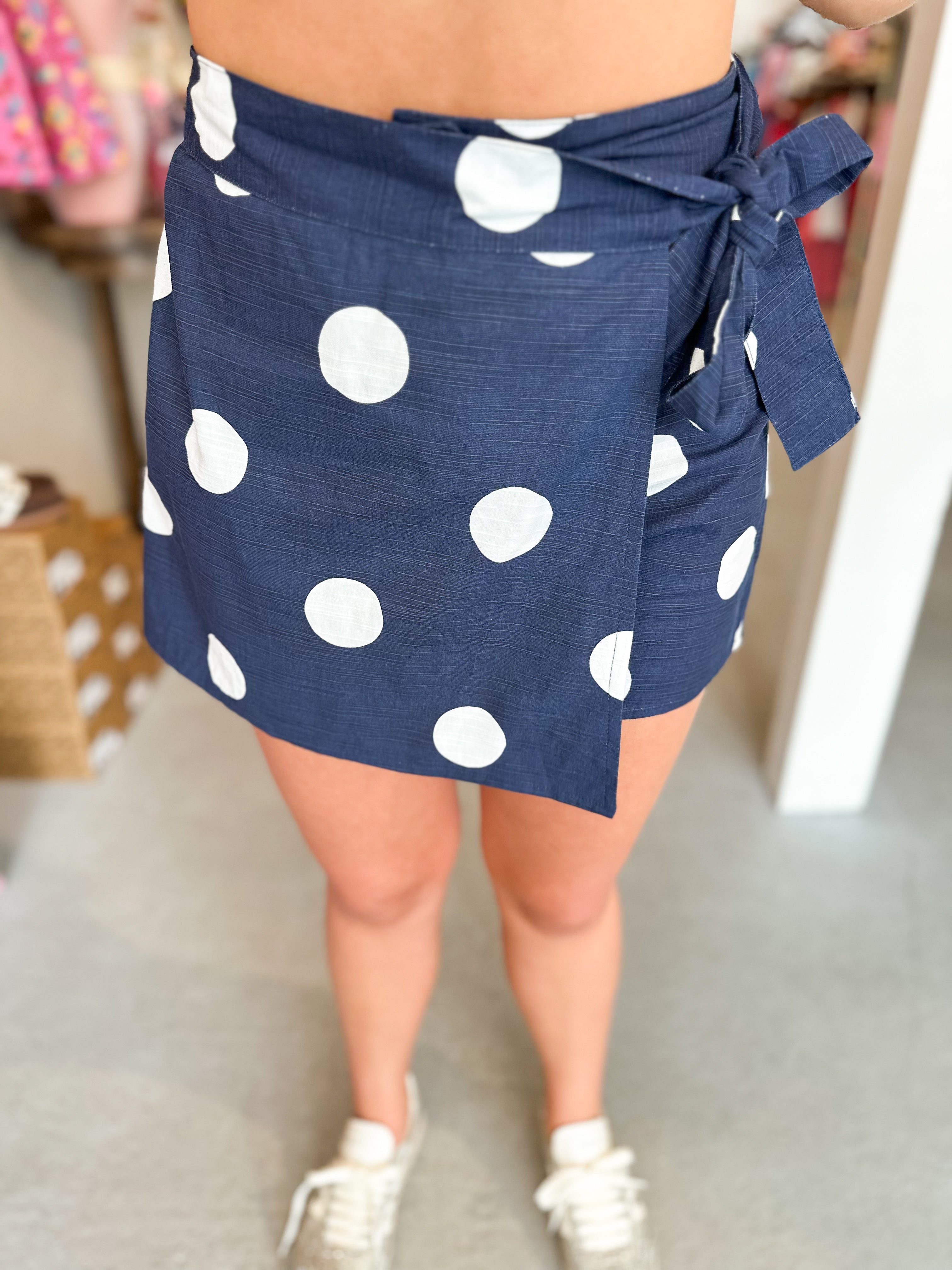 Polka Dot Wrap Skort