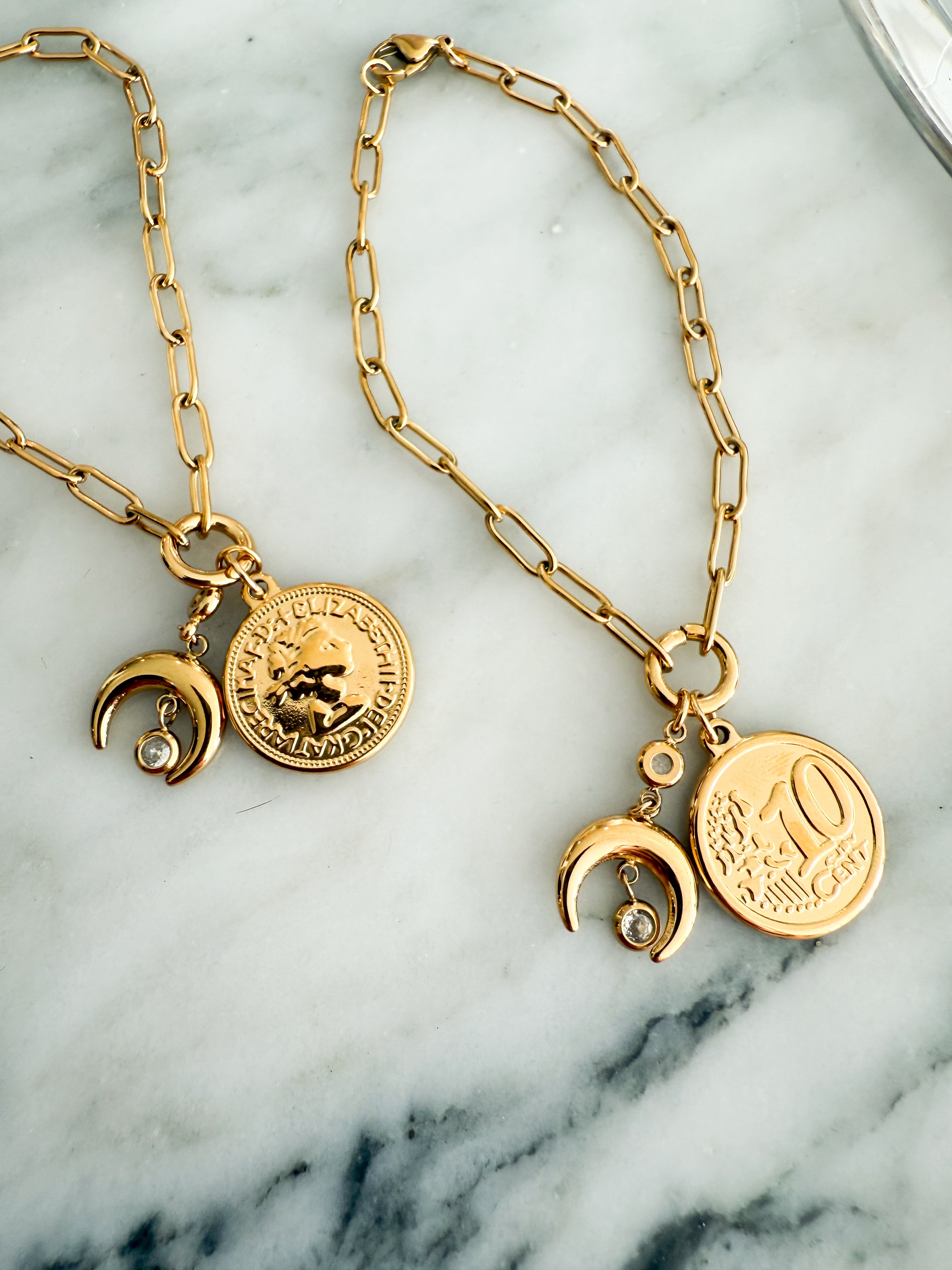 Coin Moon Chain Bracelet