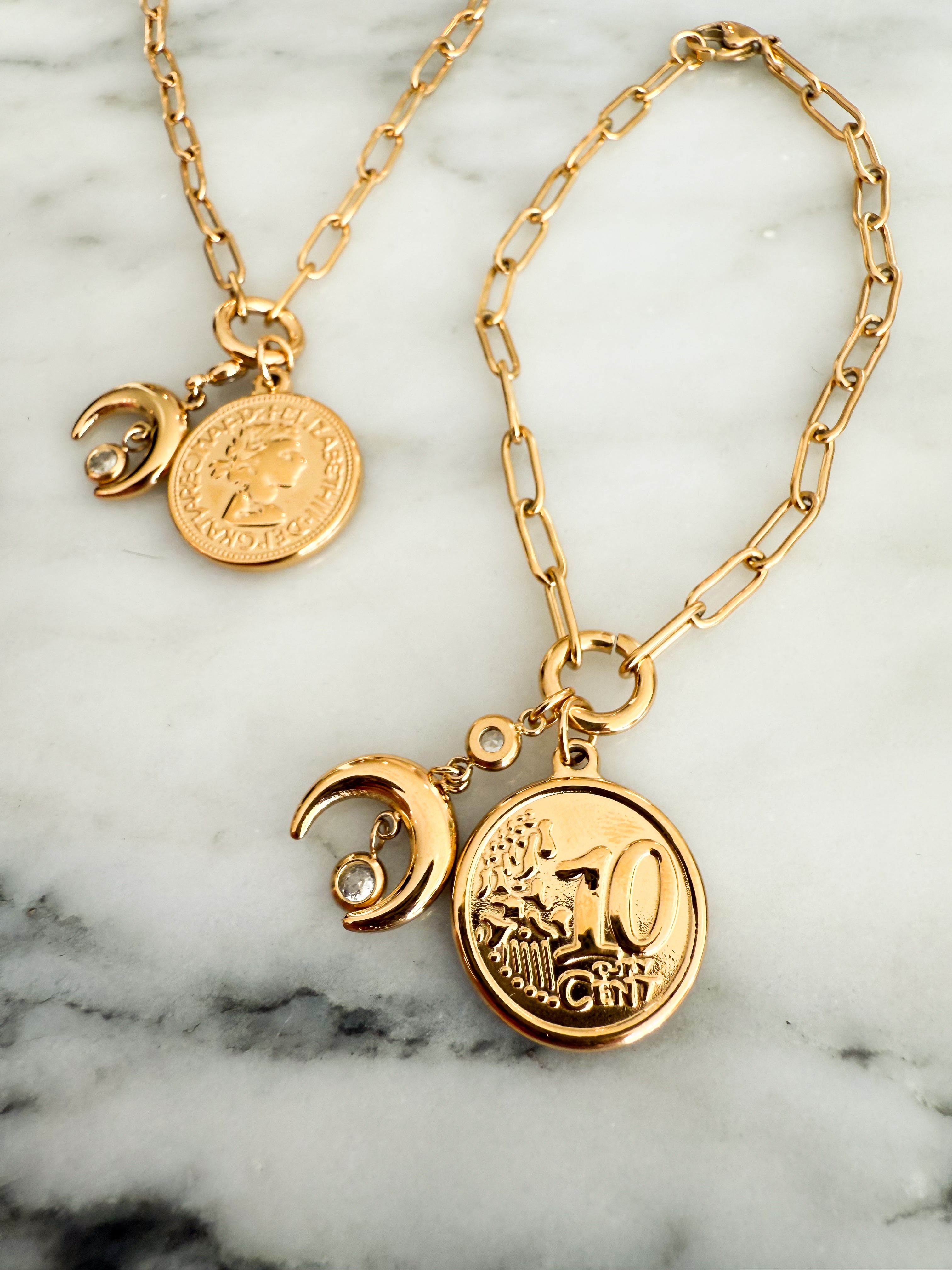Coin Moon Chain Bracelet