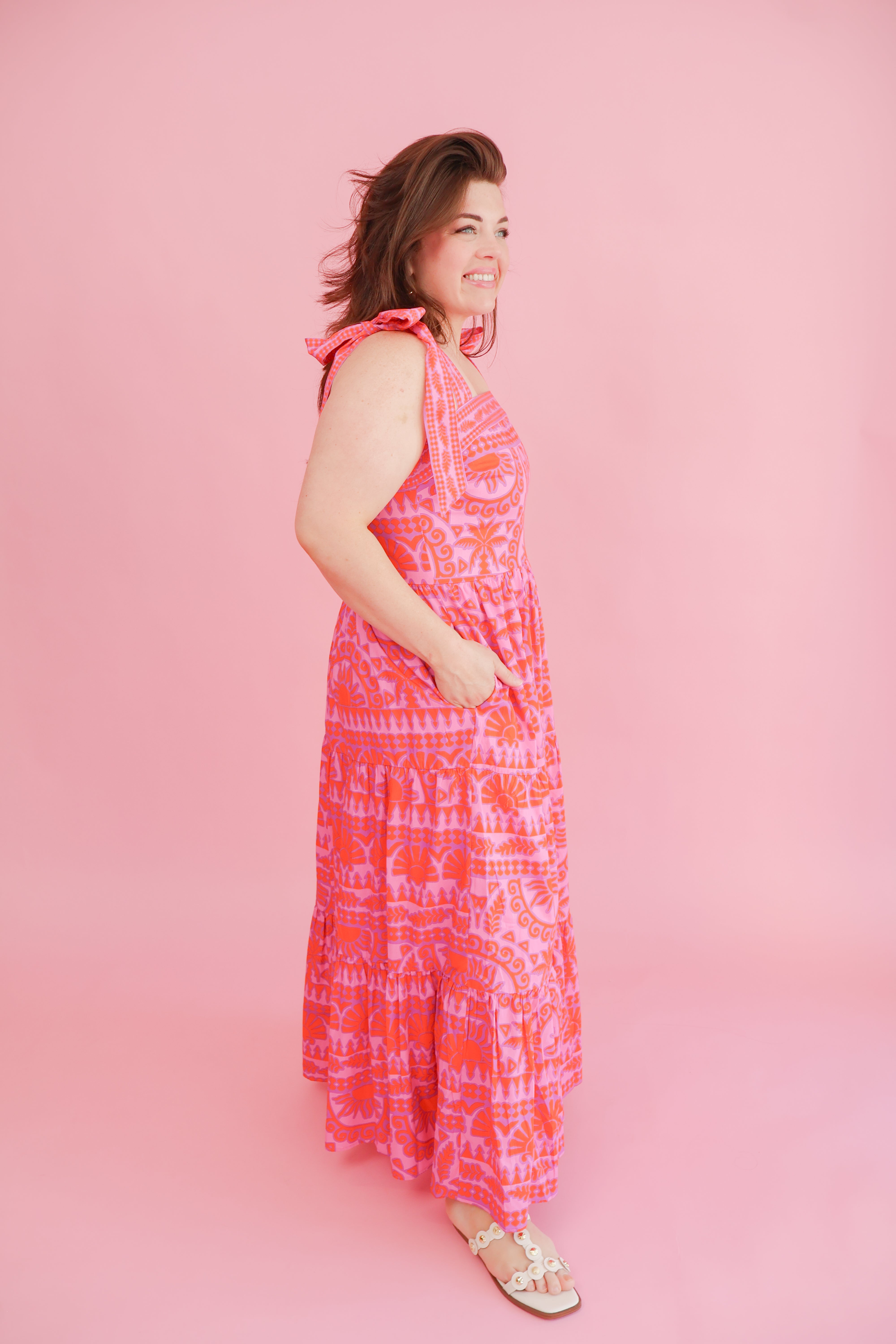 Plus Size Tropical Tiered Maxi Dress