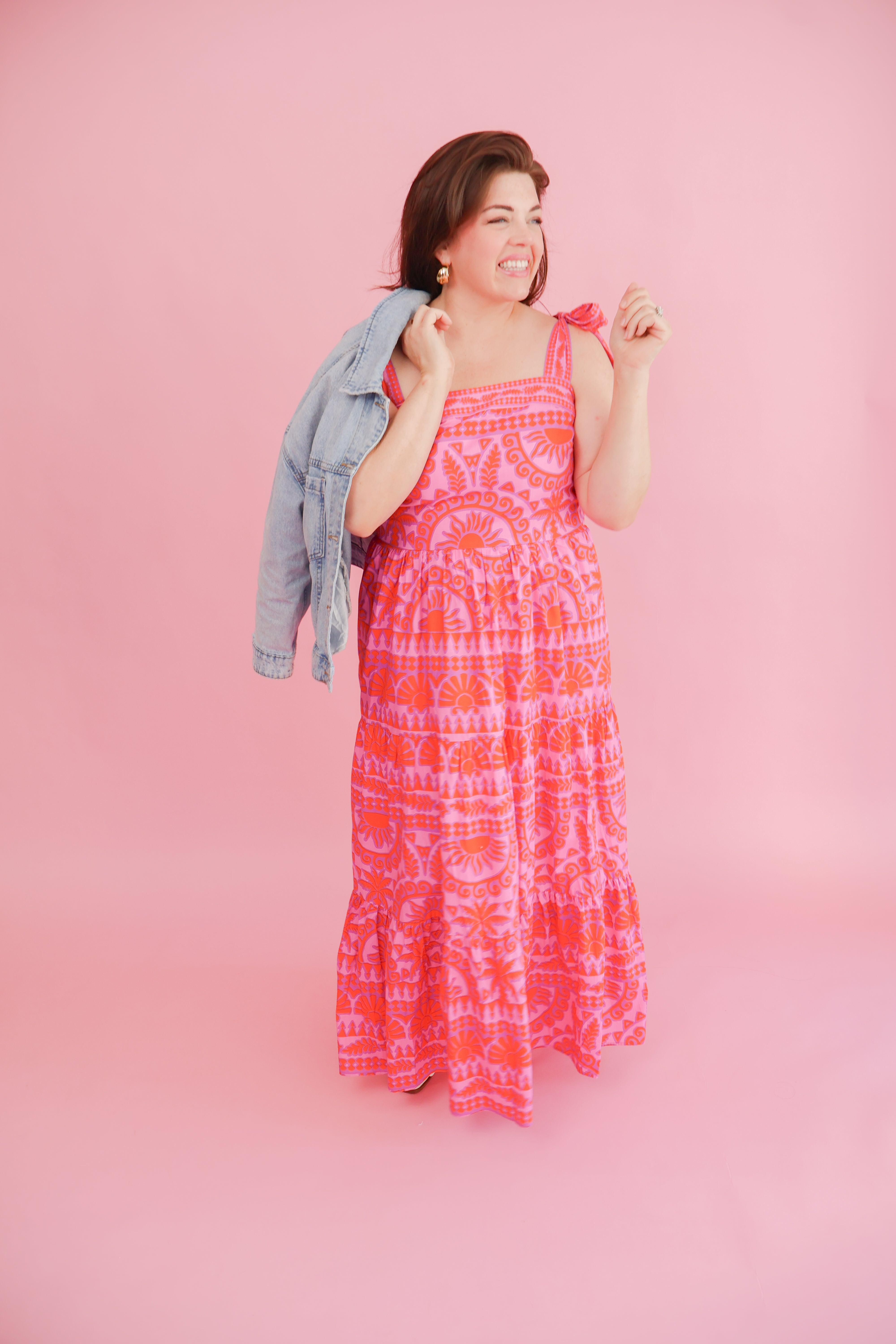 Plus Size Tropical Tiered Maxi Dress