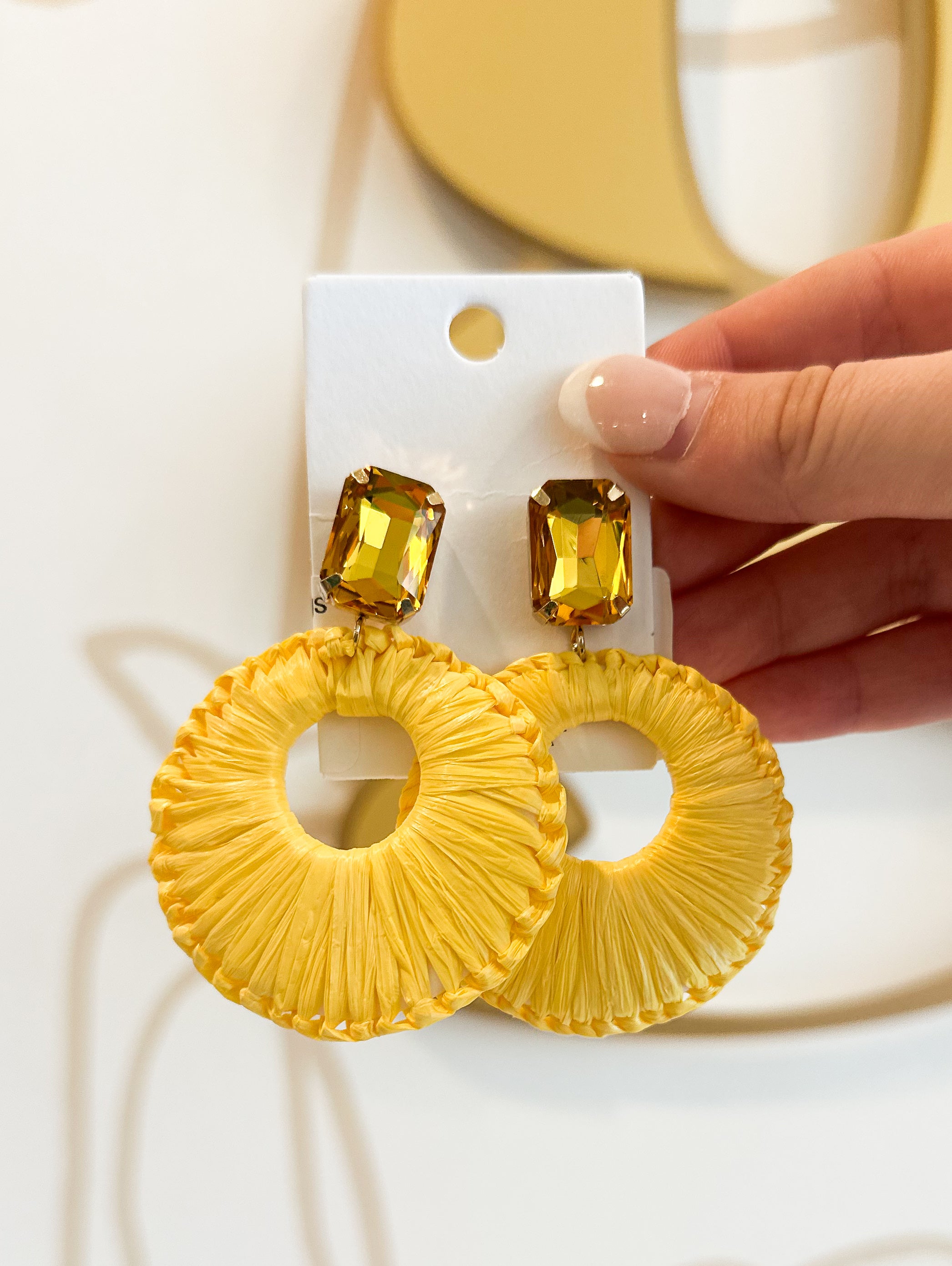 Raffia & Glass Earrings