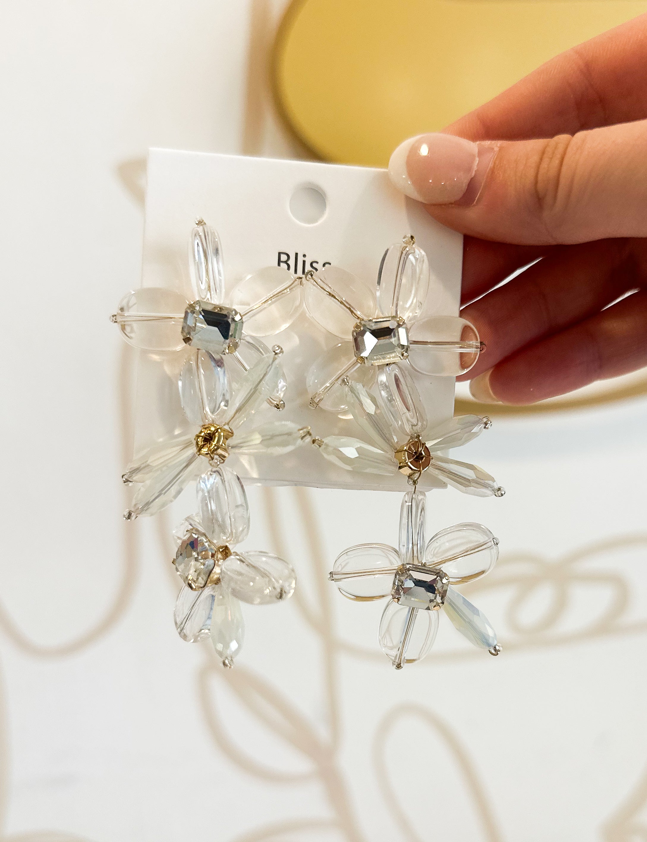 Clear Flower Drop Earrings