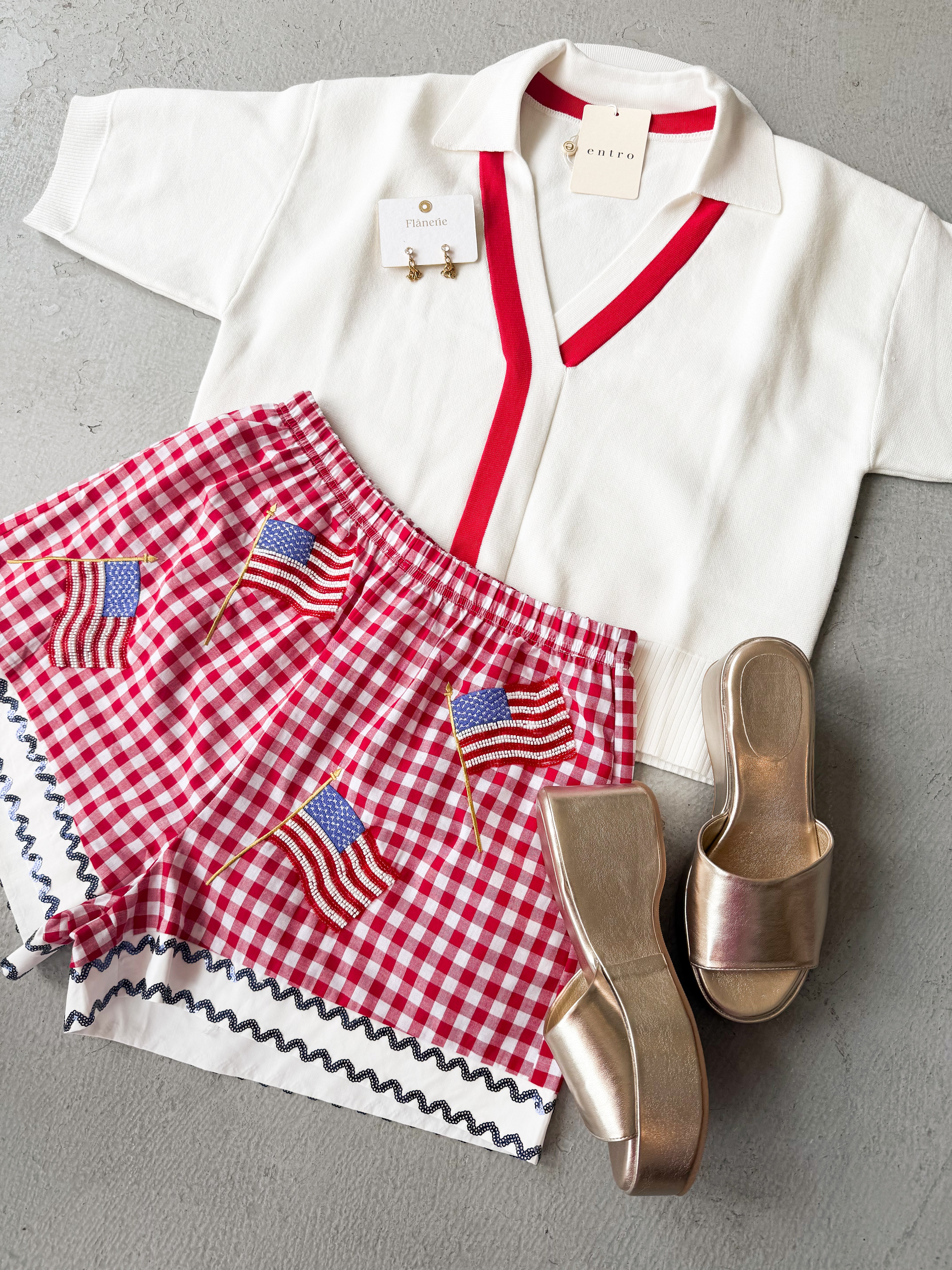 Queen of Sparkles Gingham Flag Short