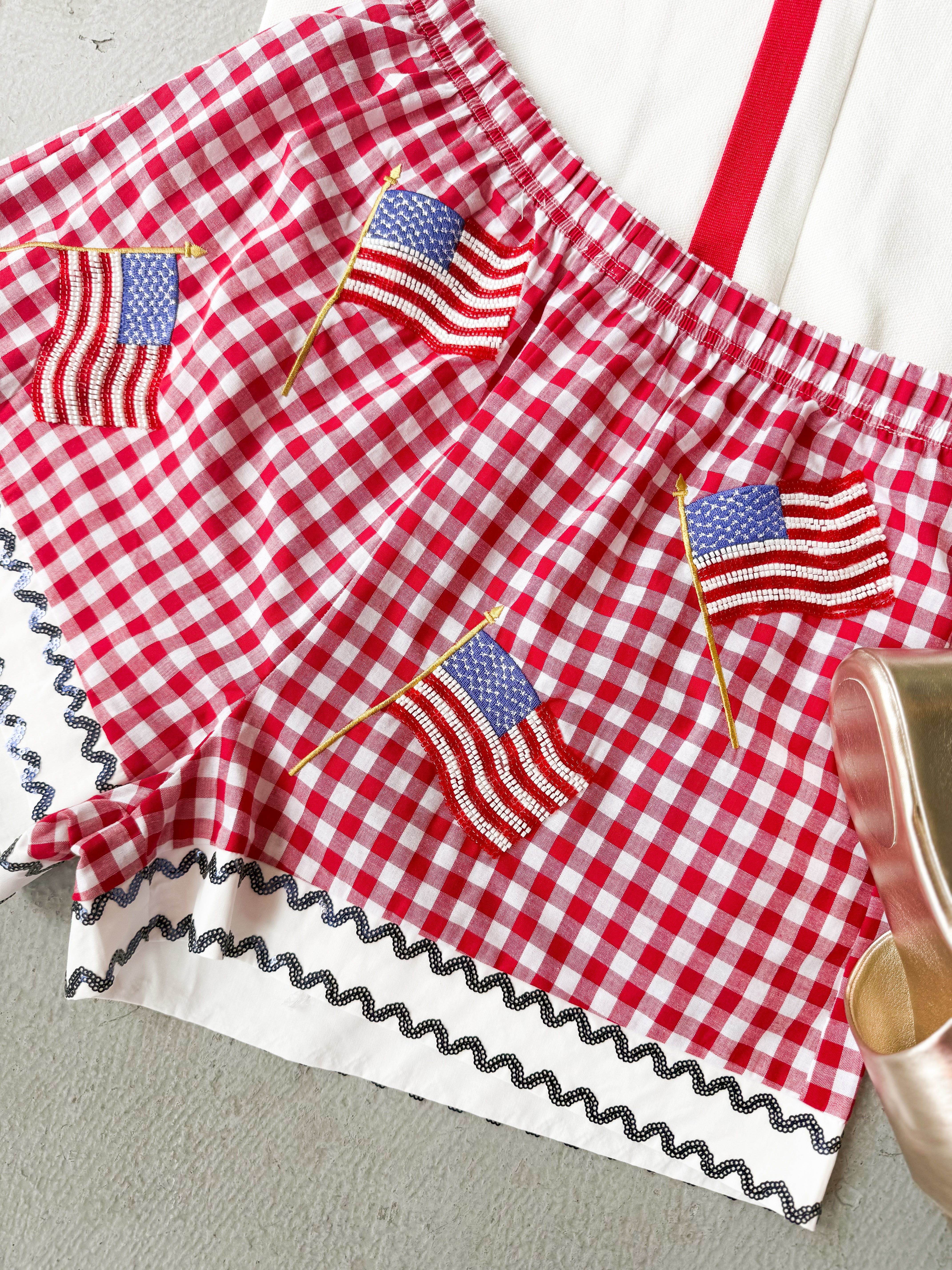Queen of Sparkles Gingham Flag Short