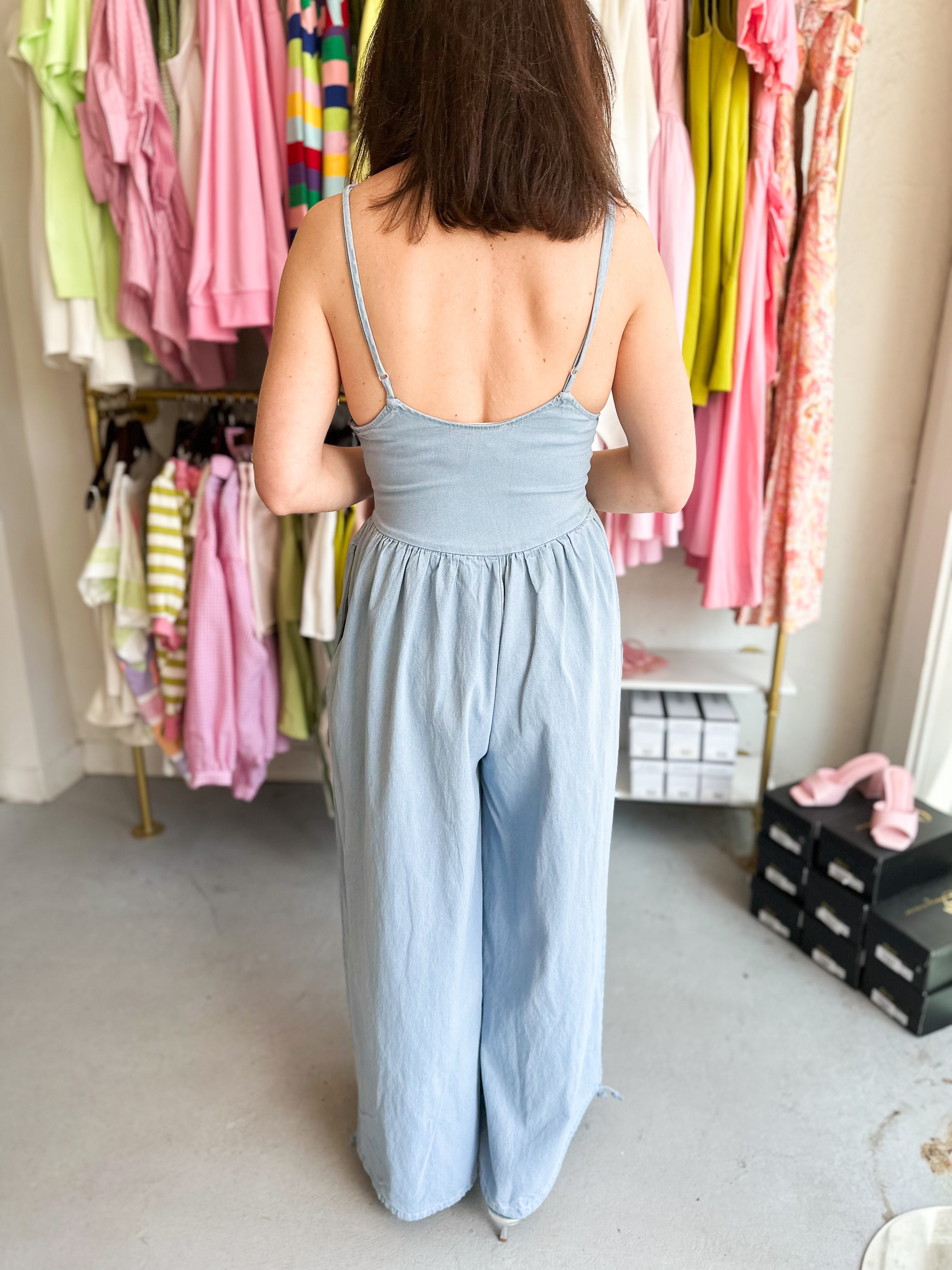 Denim Corset Jumpsuit