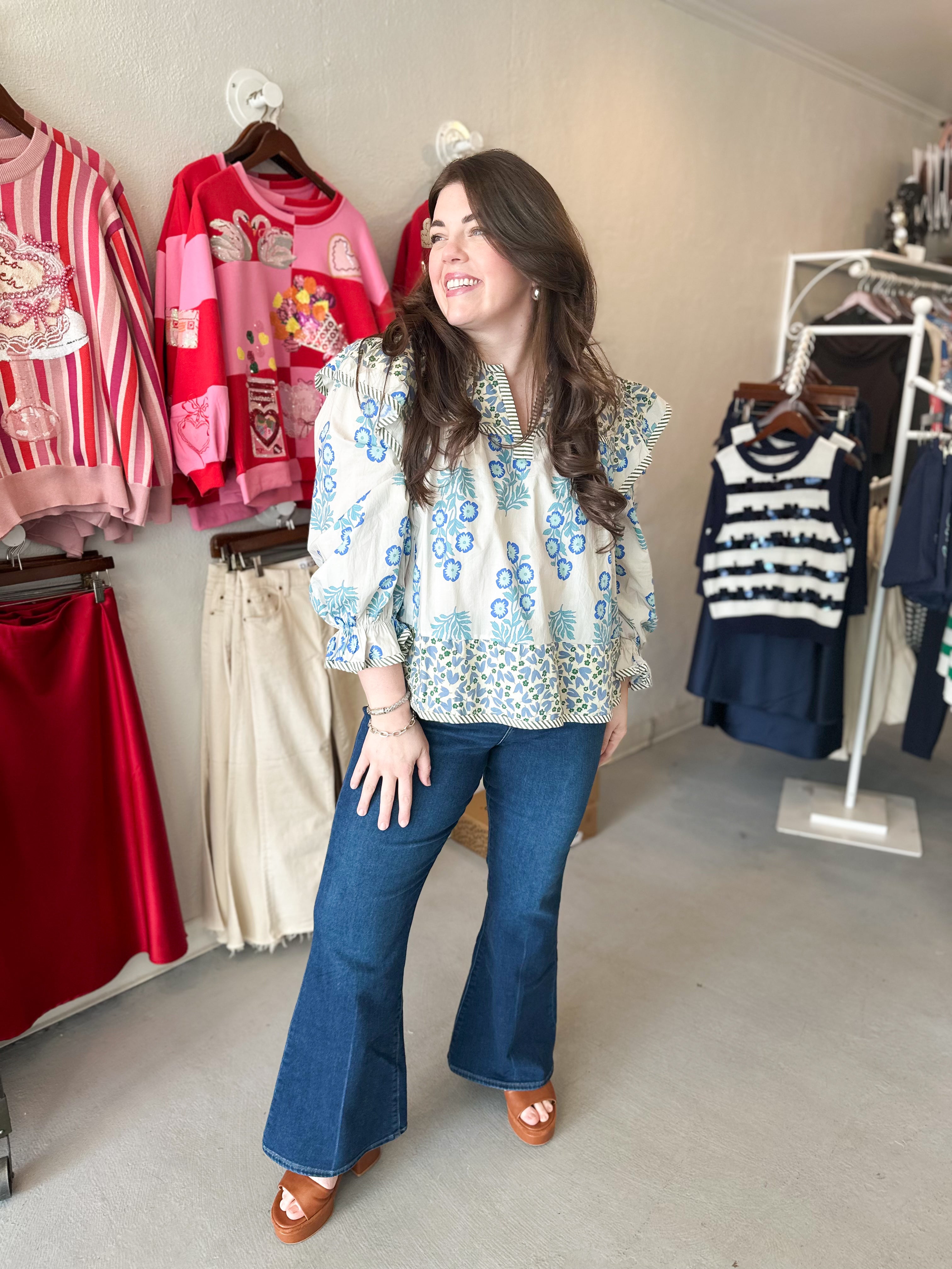 Plus Size Blue Meadow Top