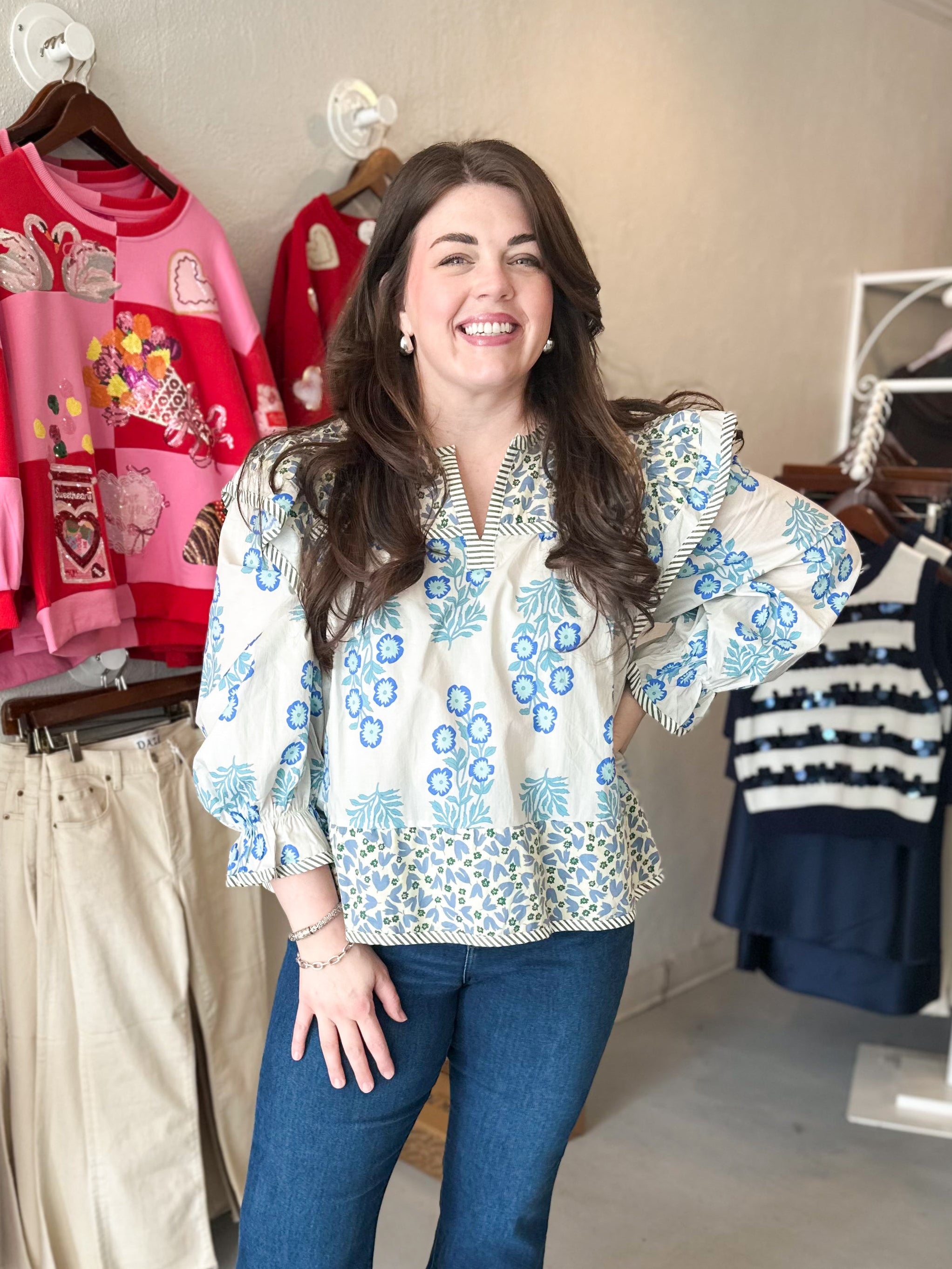 Plus Size Blue Meadow Top