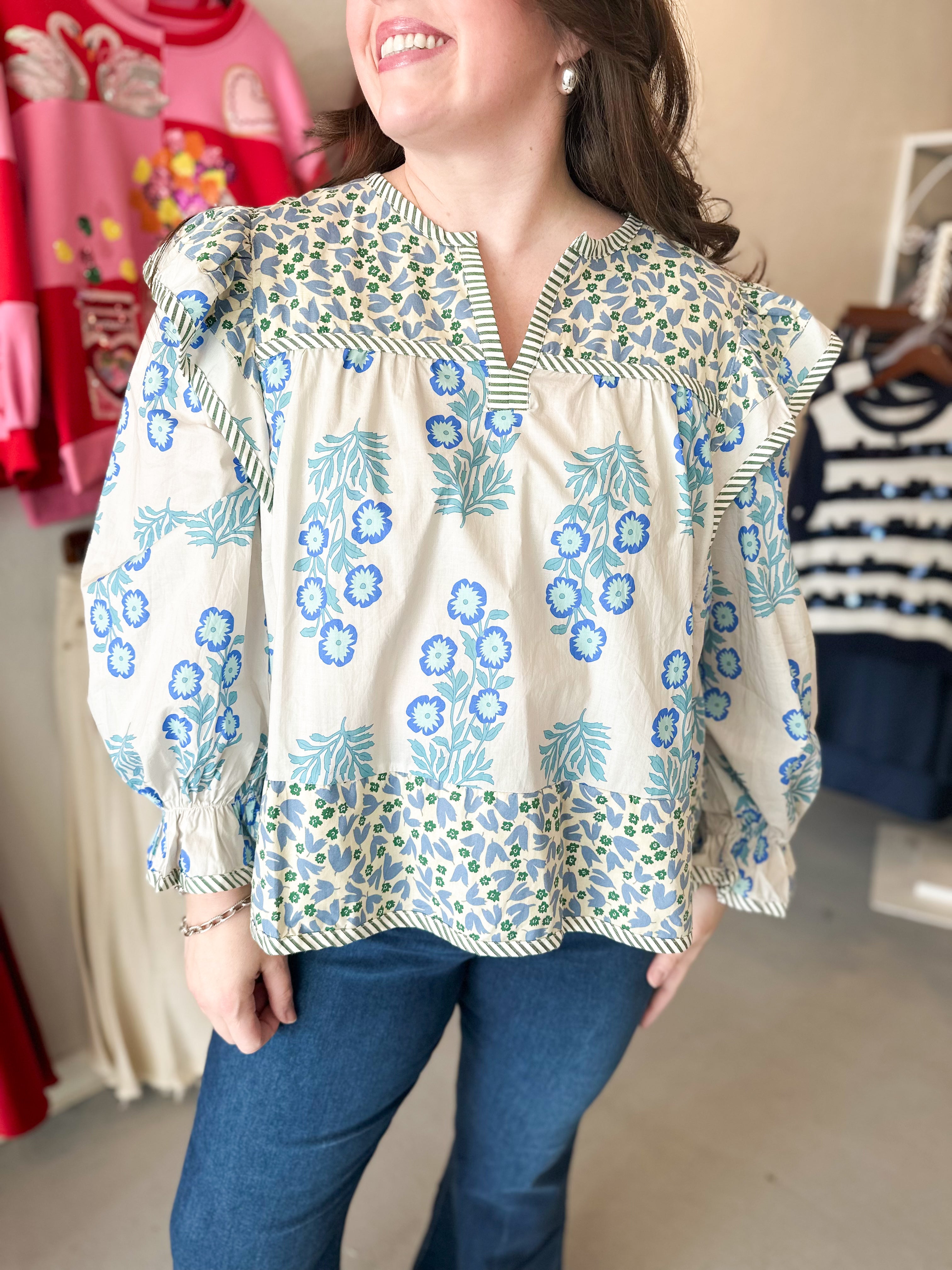 Plus Size Blue Meadow Top