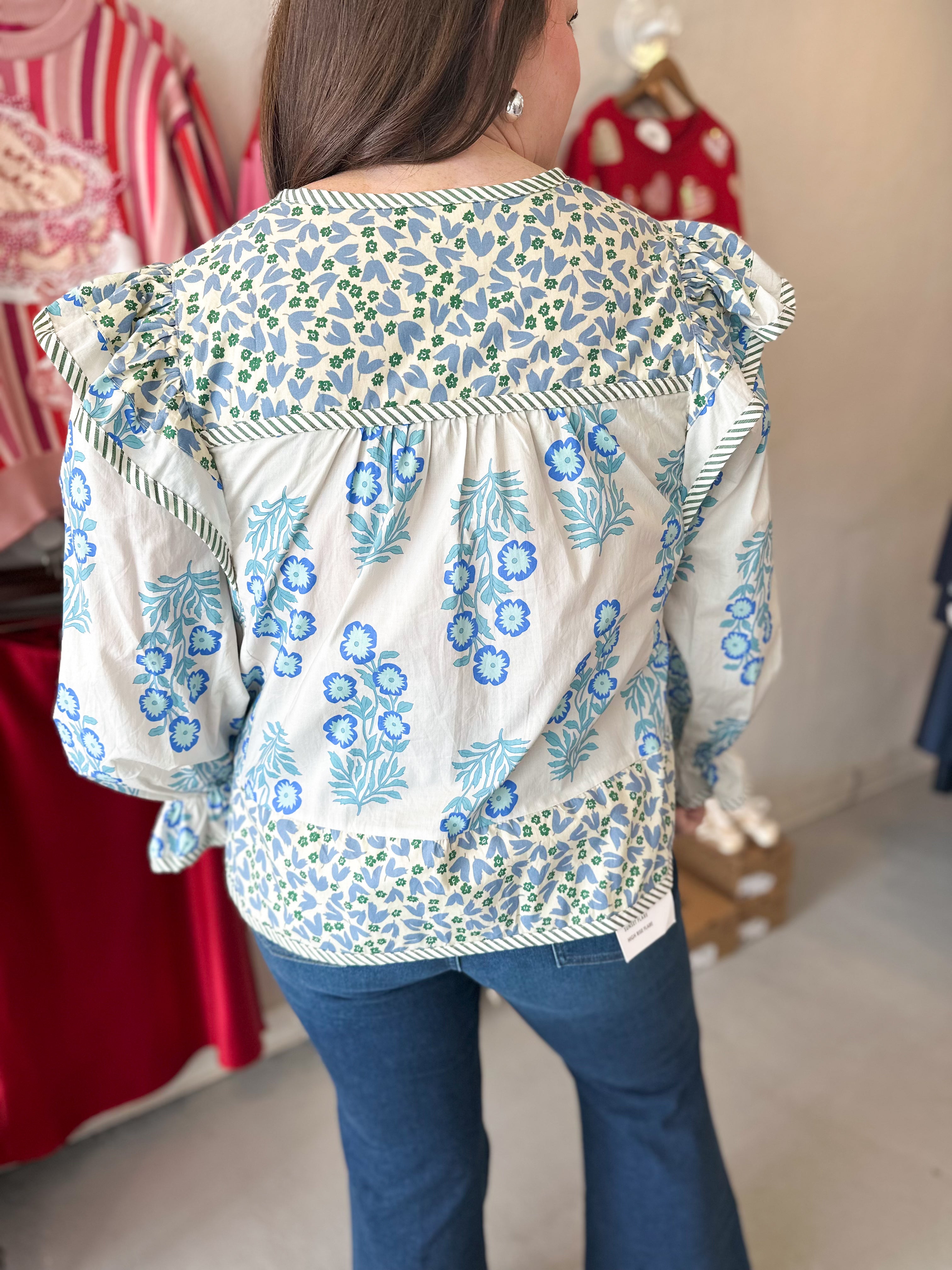 Plus Size Blue Meadow Top