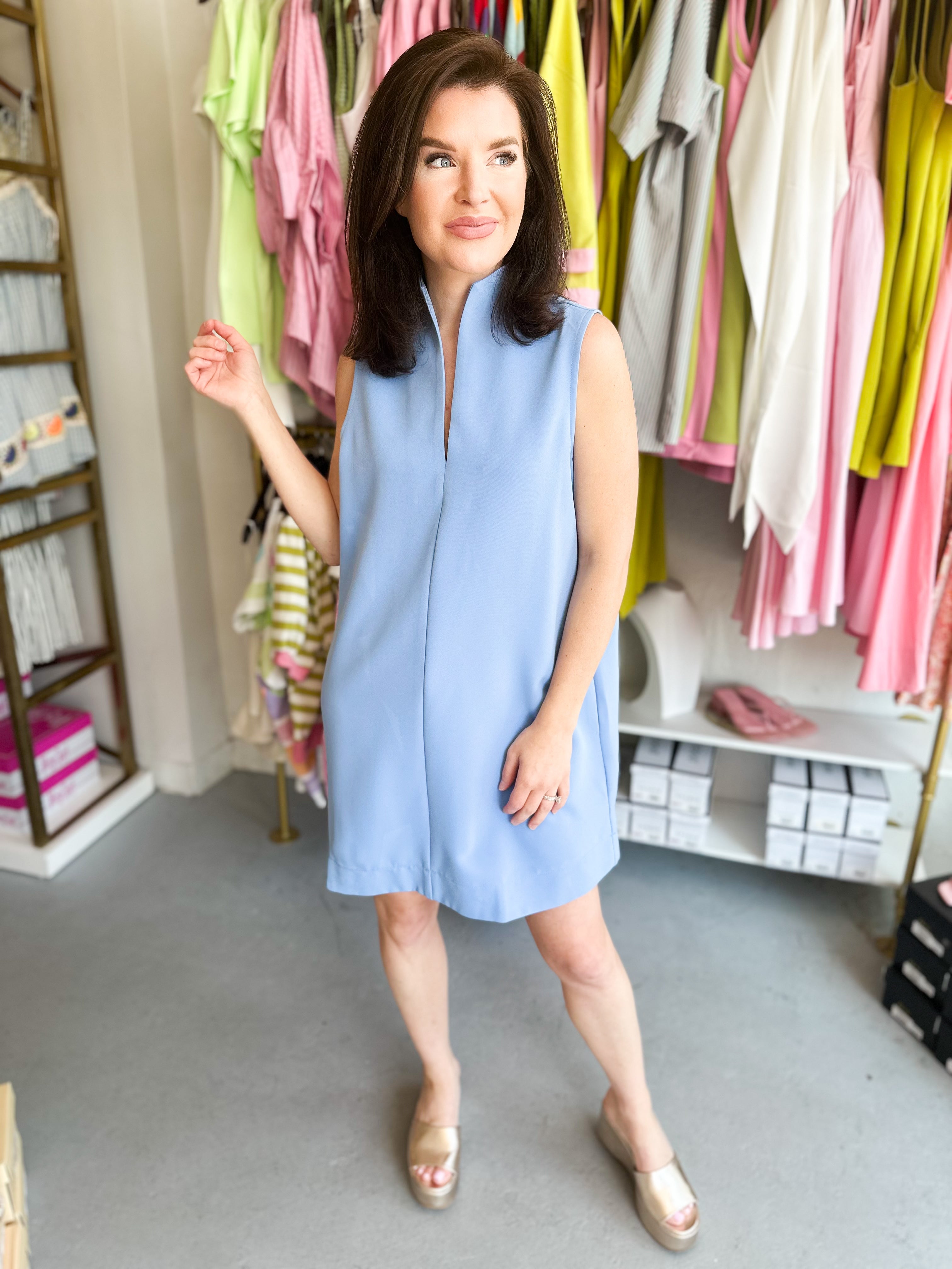 Stand Collar Mini Dress
