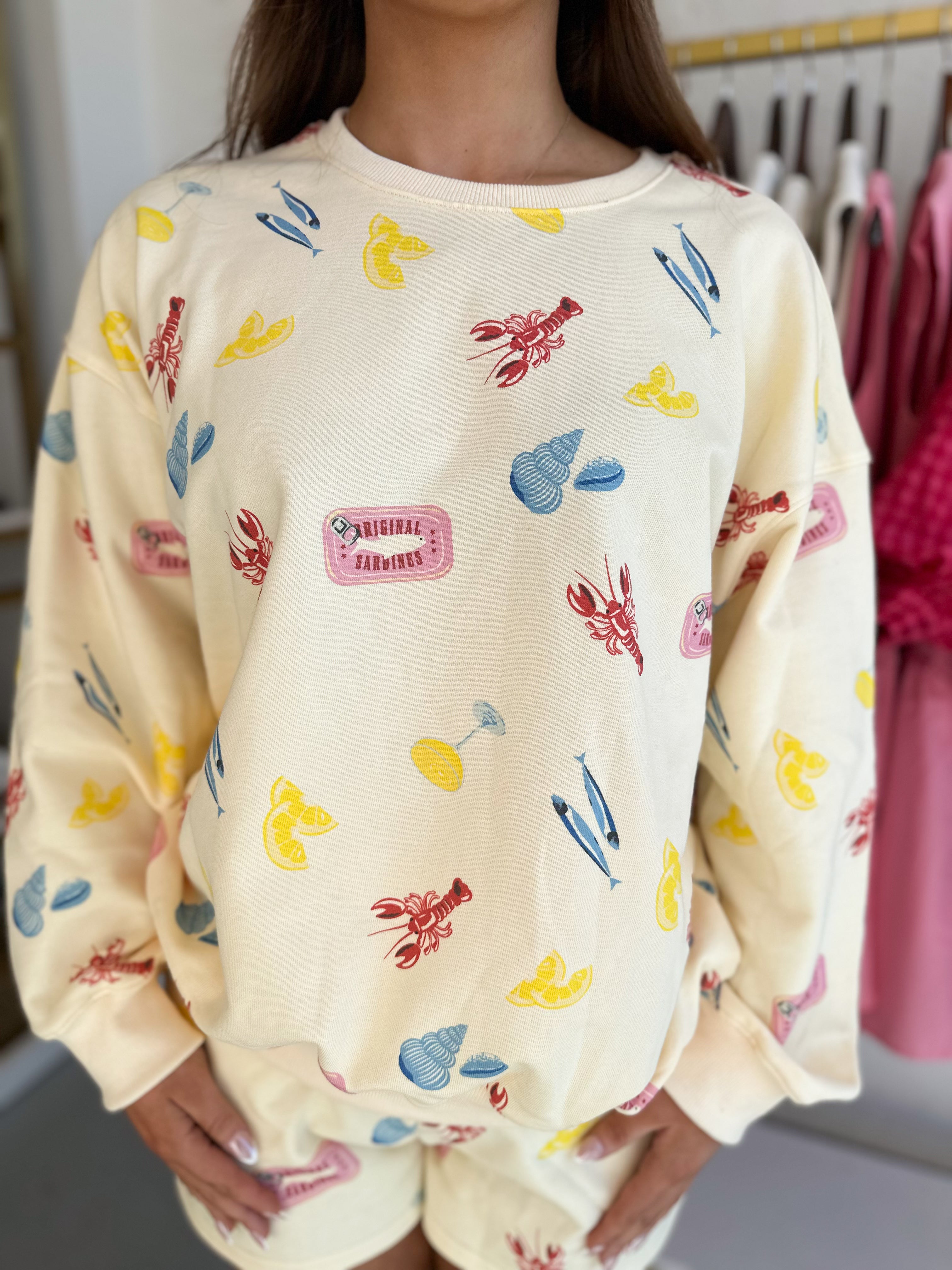 Sea Print Crewneck Sweatshirt