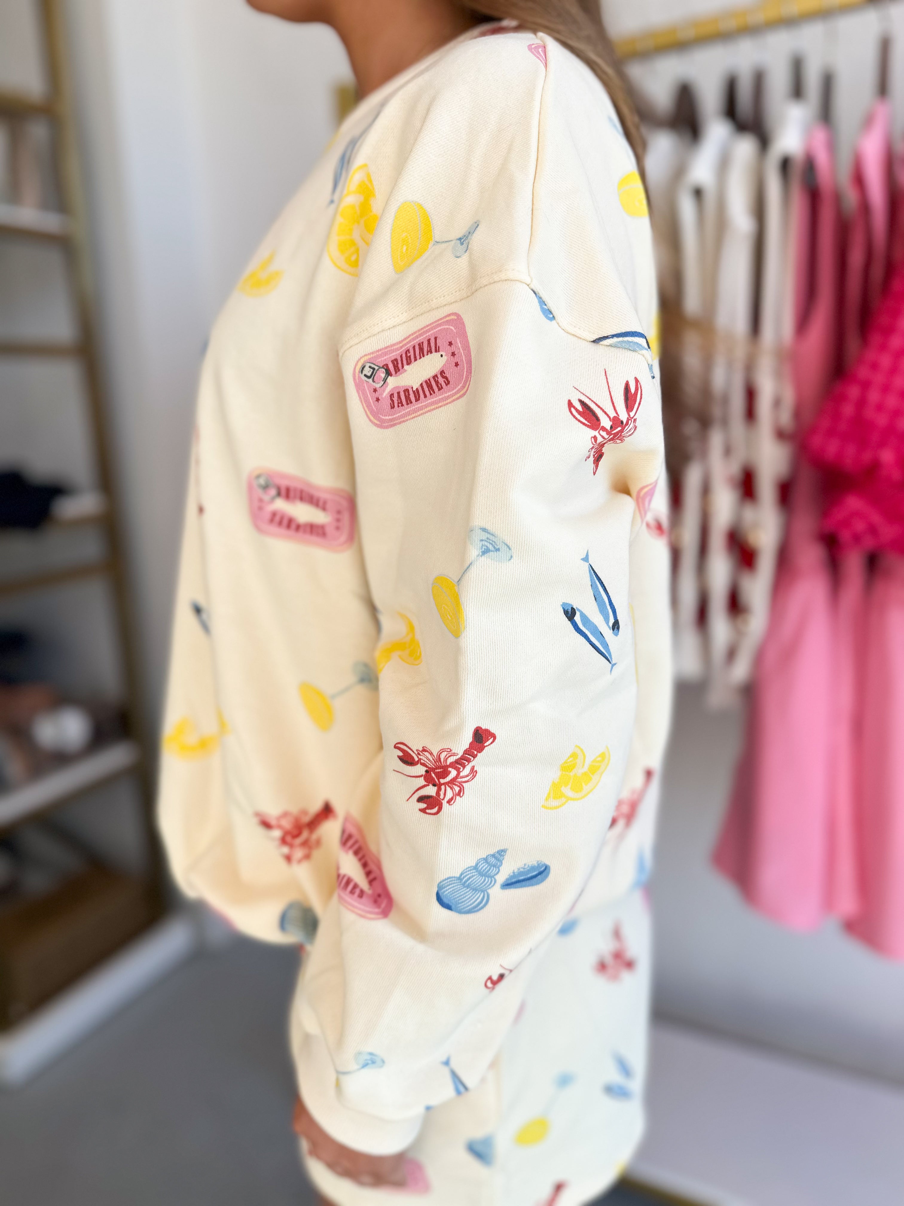 Sea Print Crewneck Sweatshirt