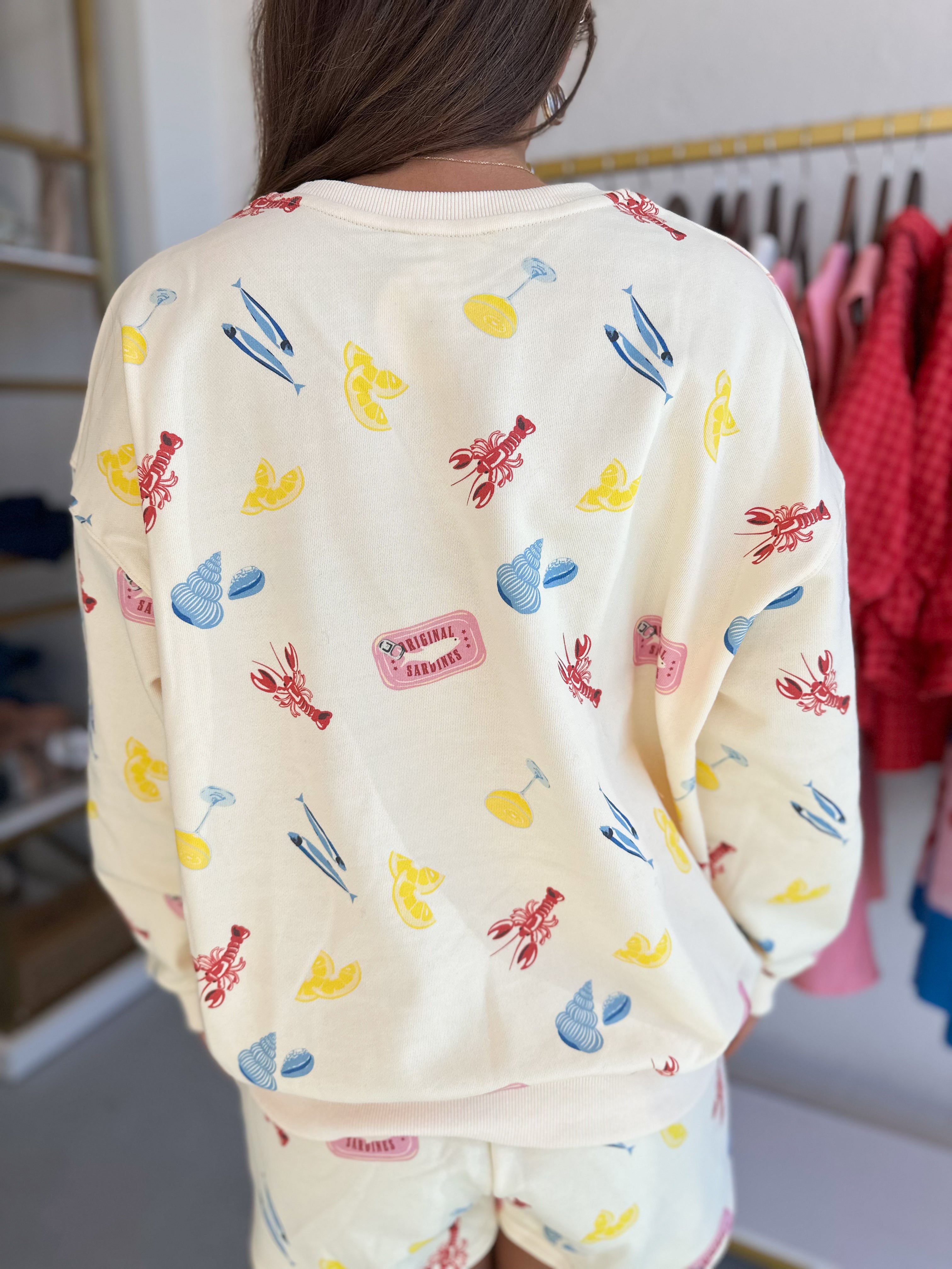 Sea Print Crewneck Sweatshirt