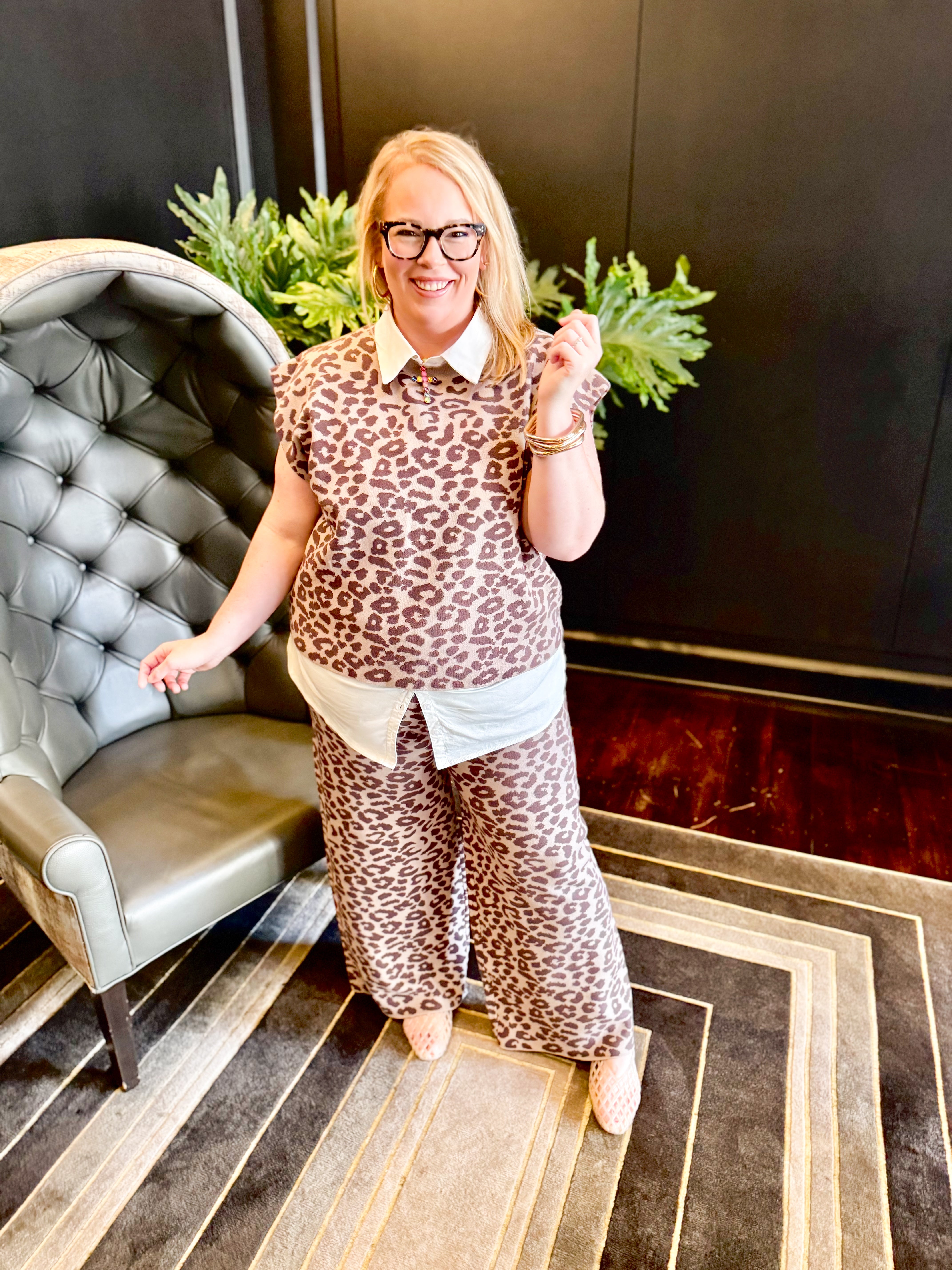 Plus Size Leopard Sweater Pants