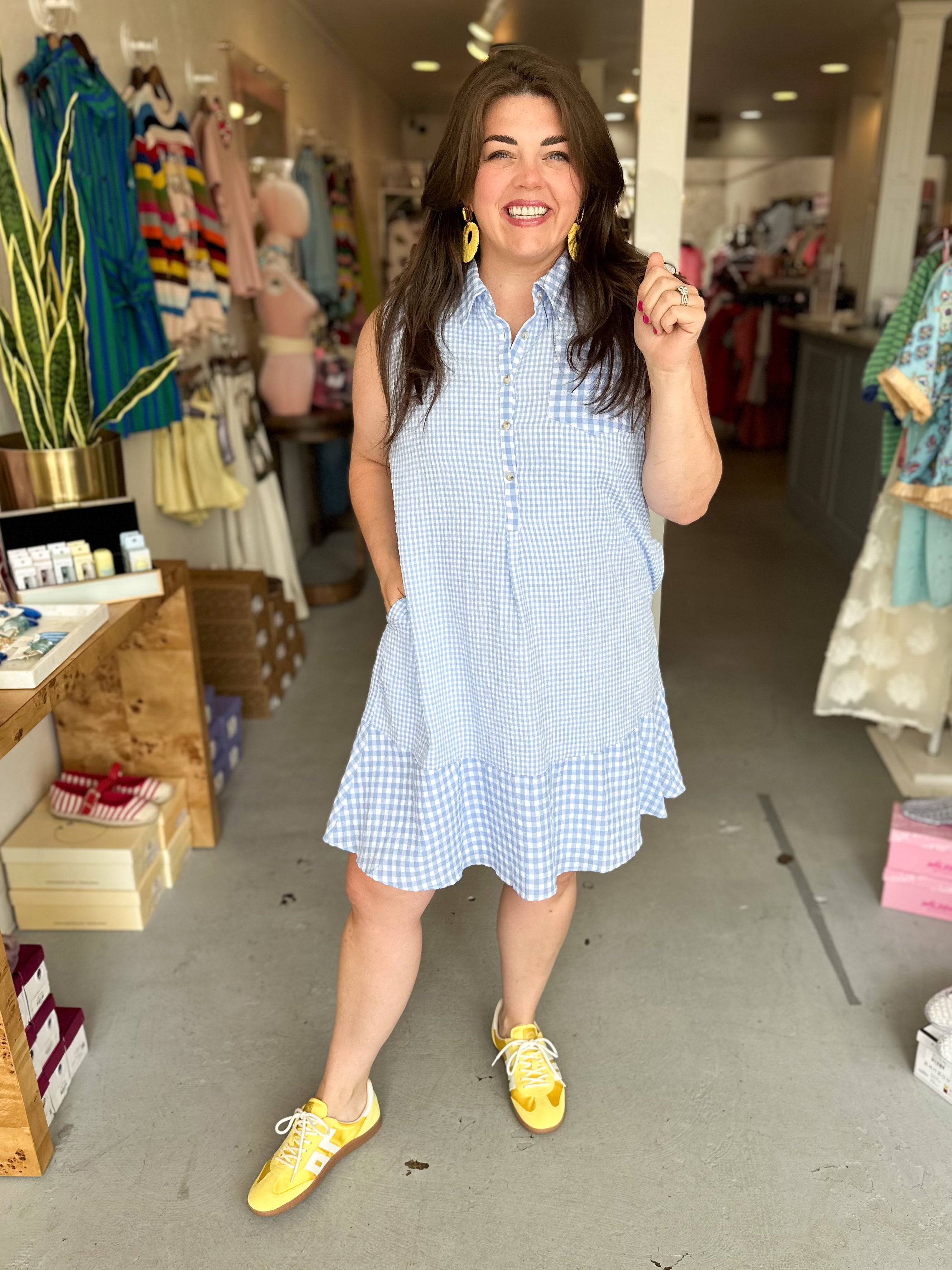 Plus Size Gingham Shirt Dress