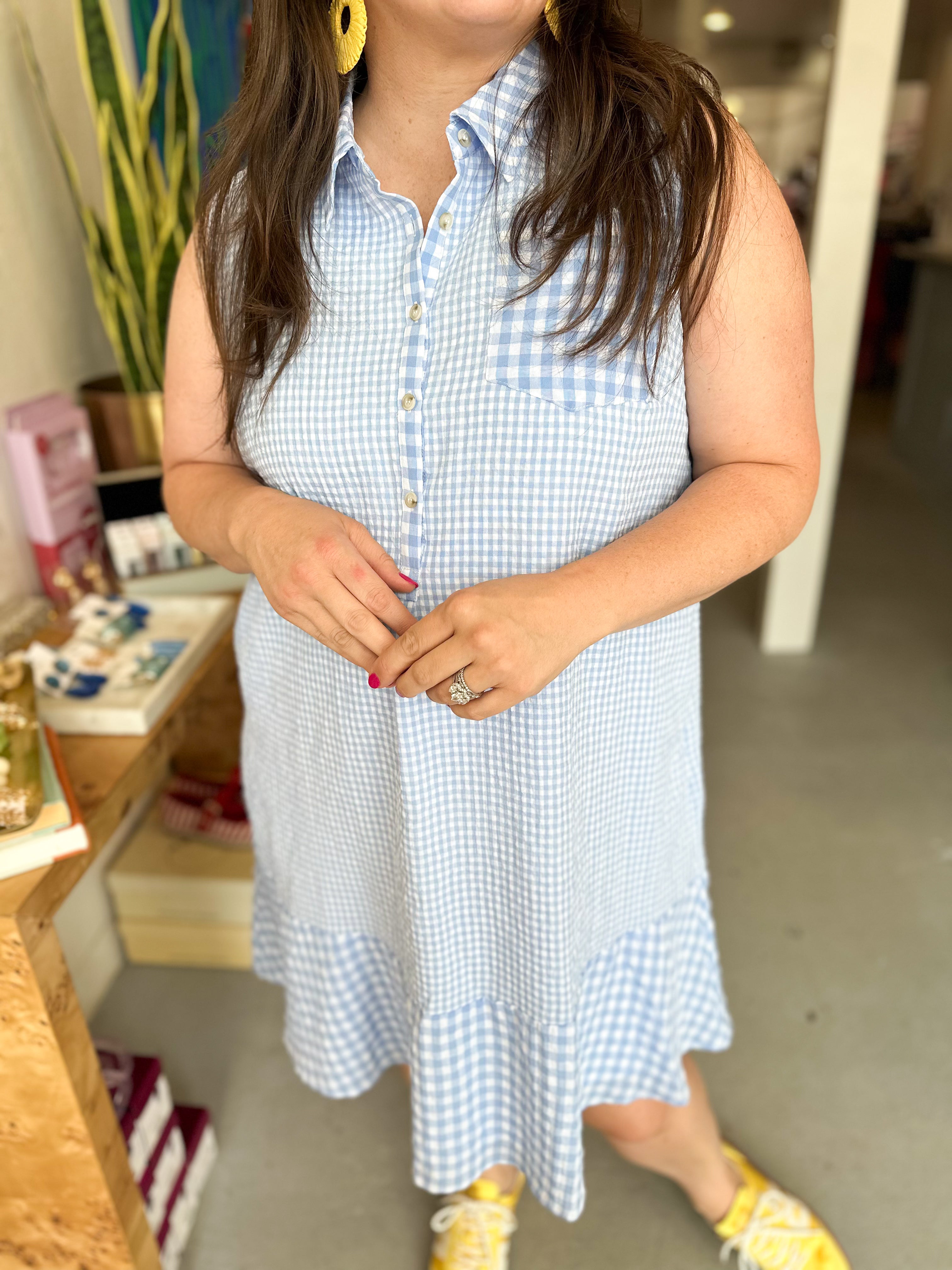 Plus Size Gingham Shirt Dress
