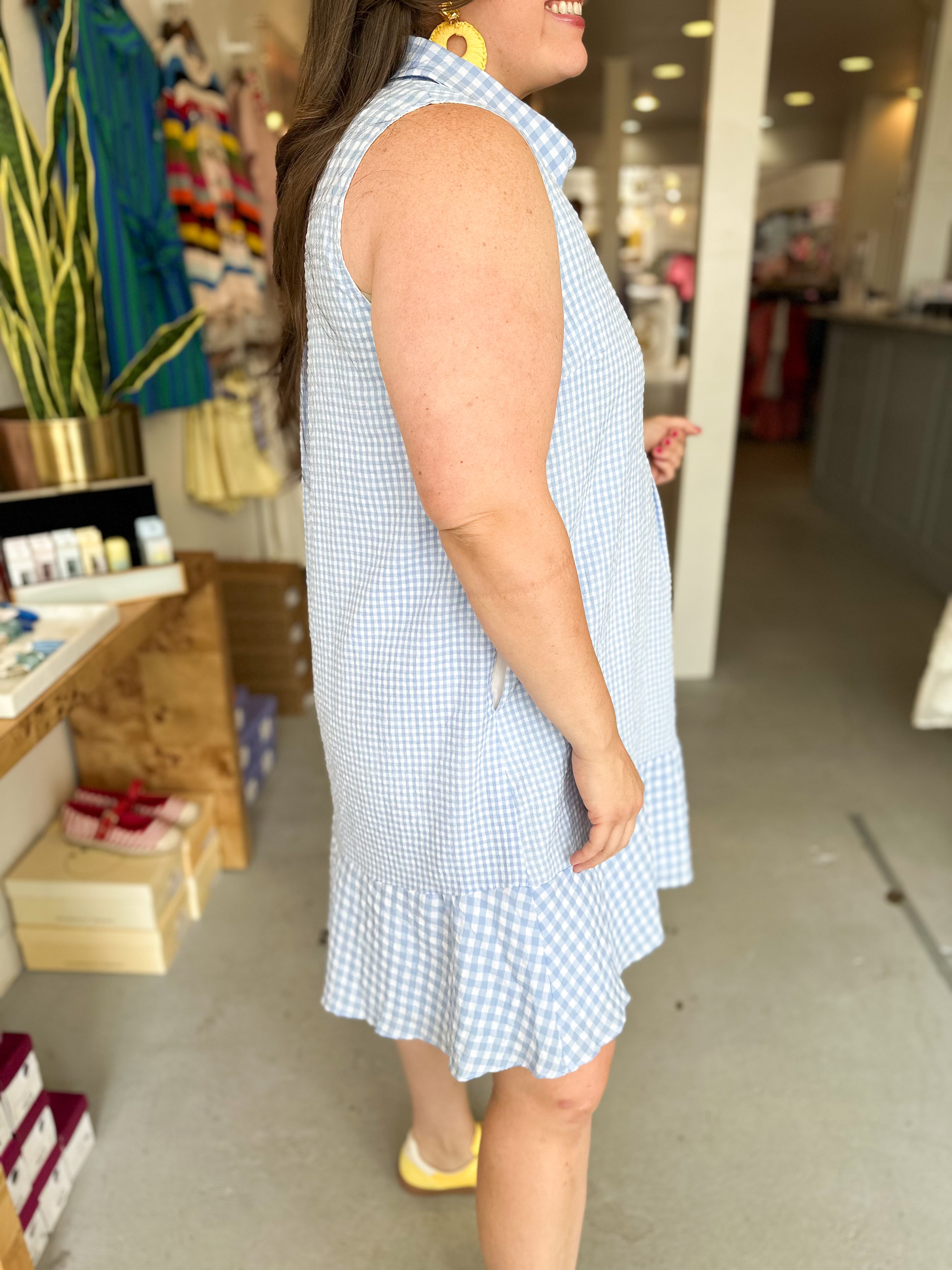 Plus Size Gingham Shirt Dress