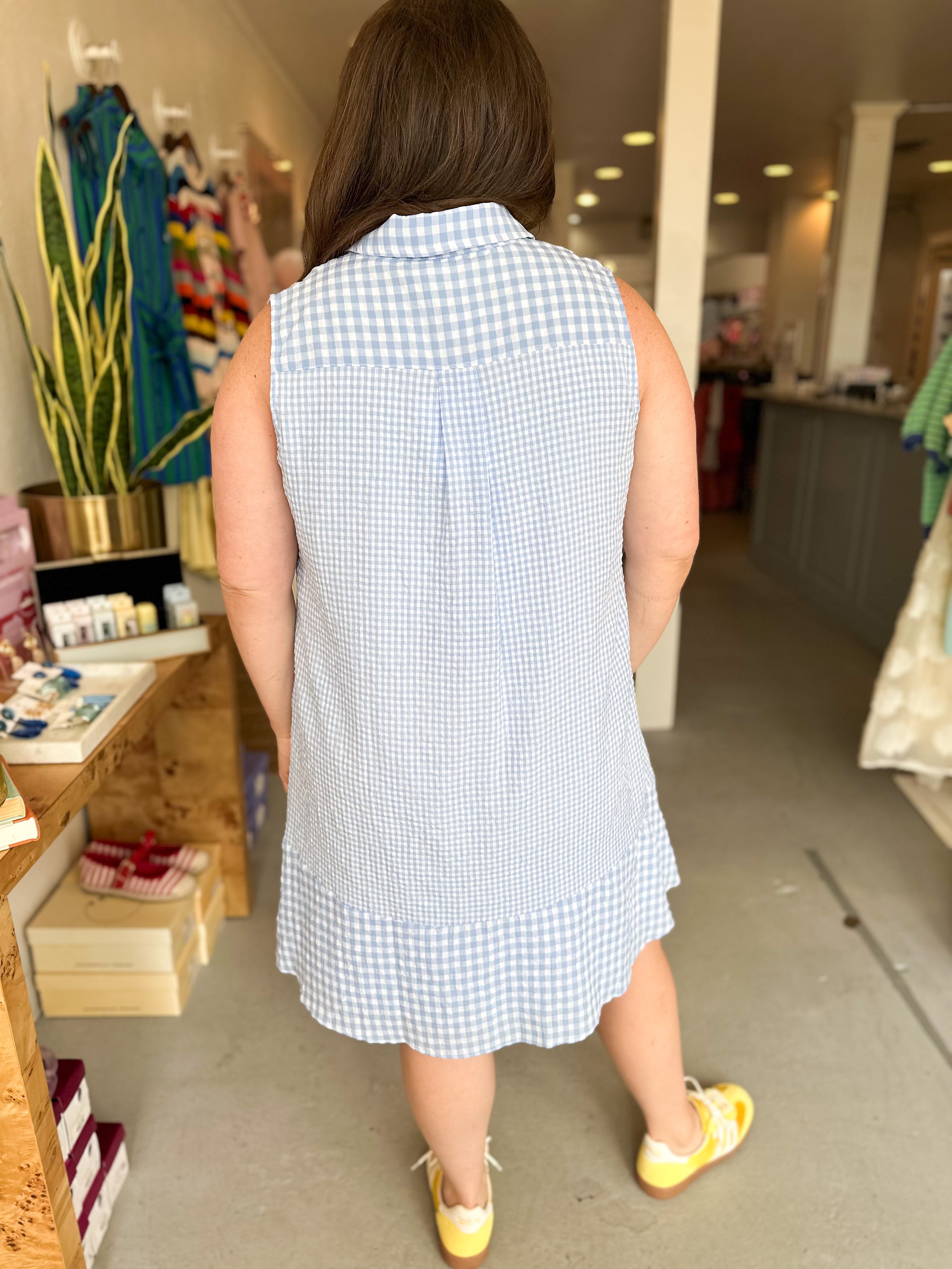 Plus Size Gingham Shirt Dress
