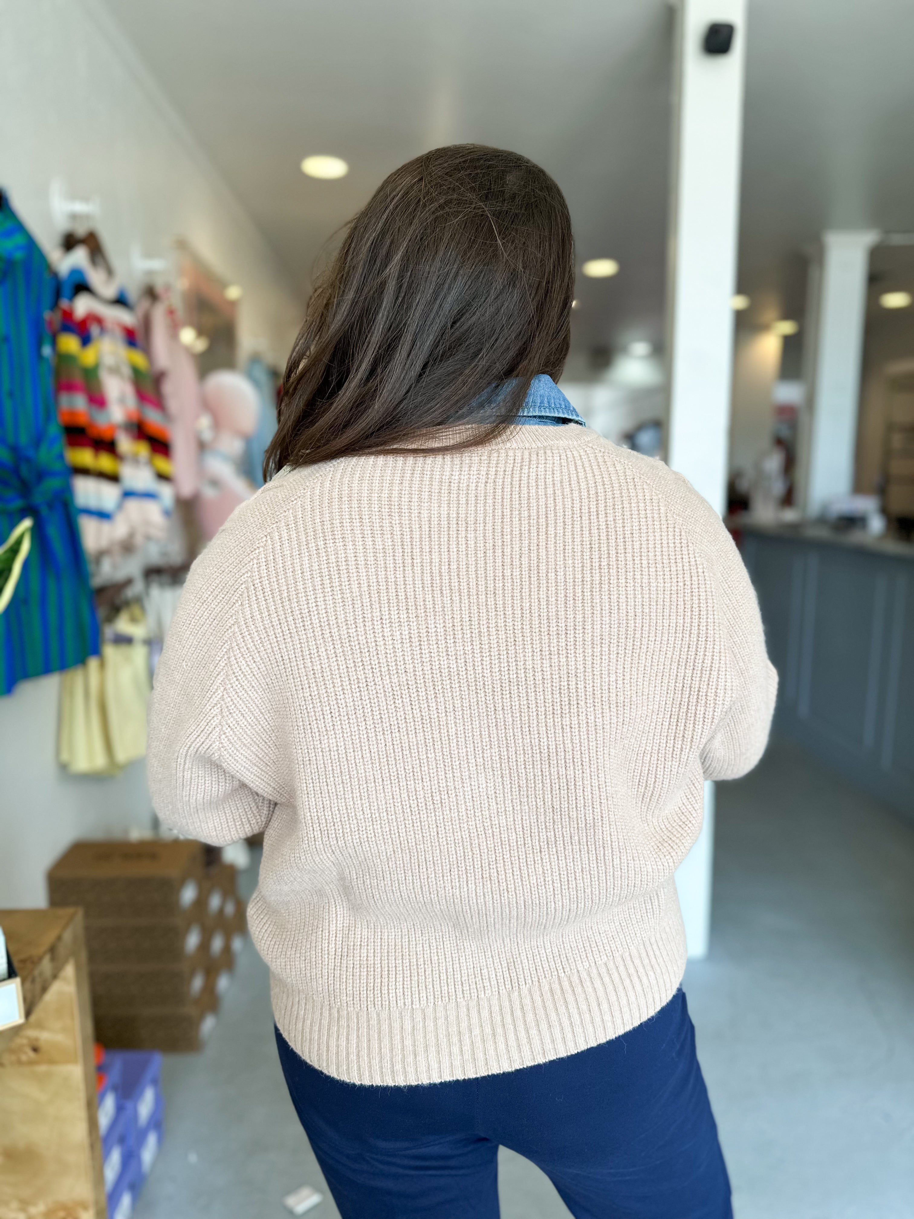 Plus Size Denim Collard Sweater