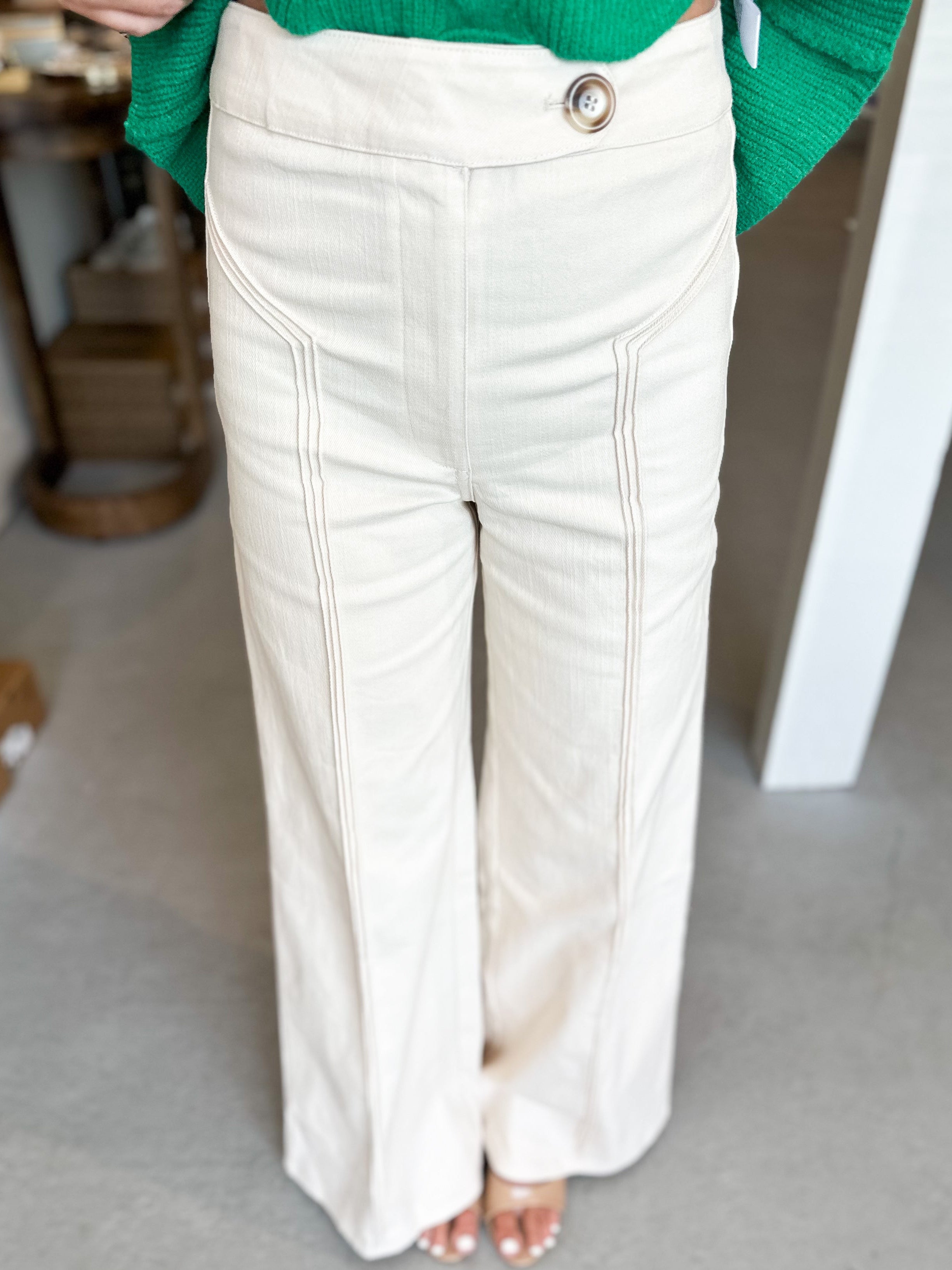Vertical Seam High Waisted Flare Pant