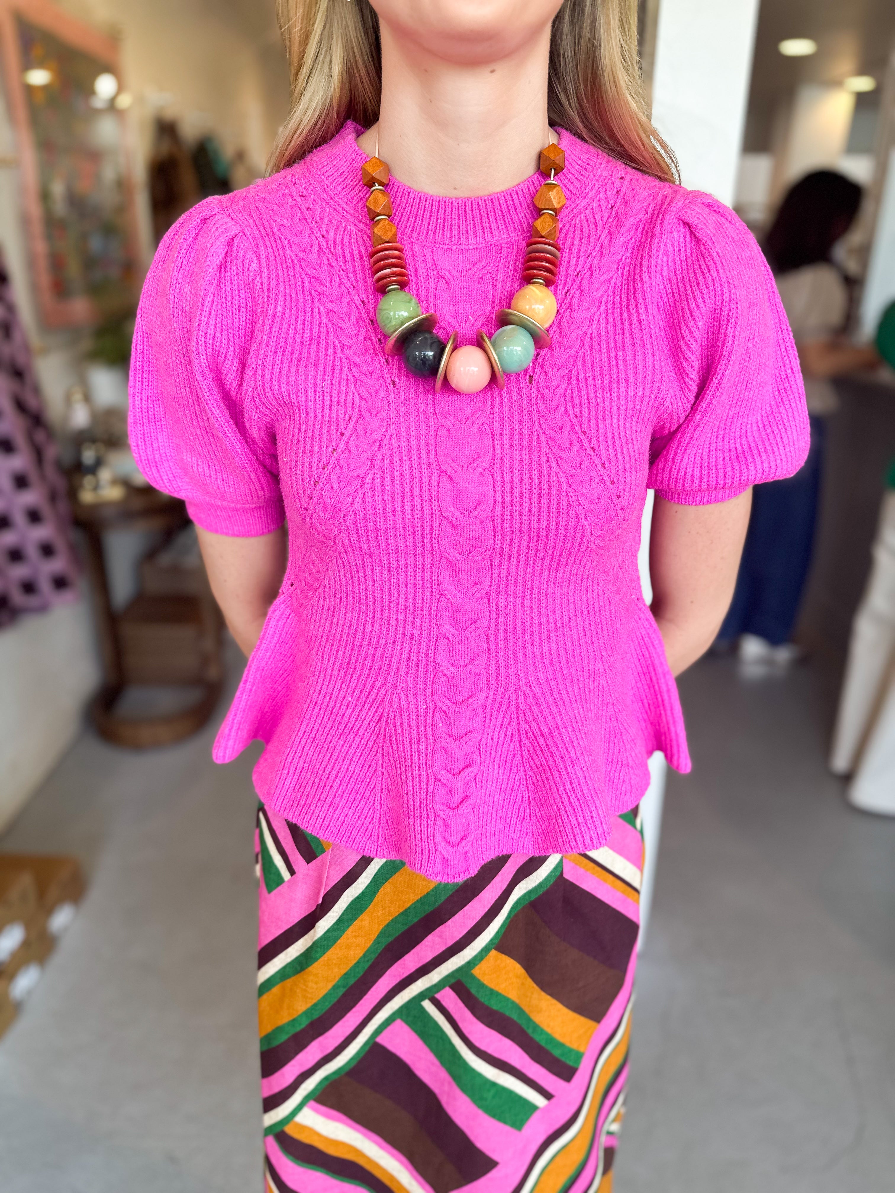Knit Puff Sleeve Top