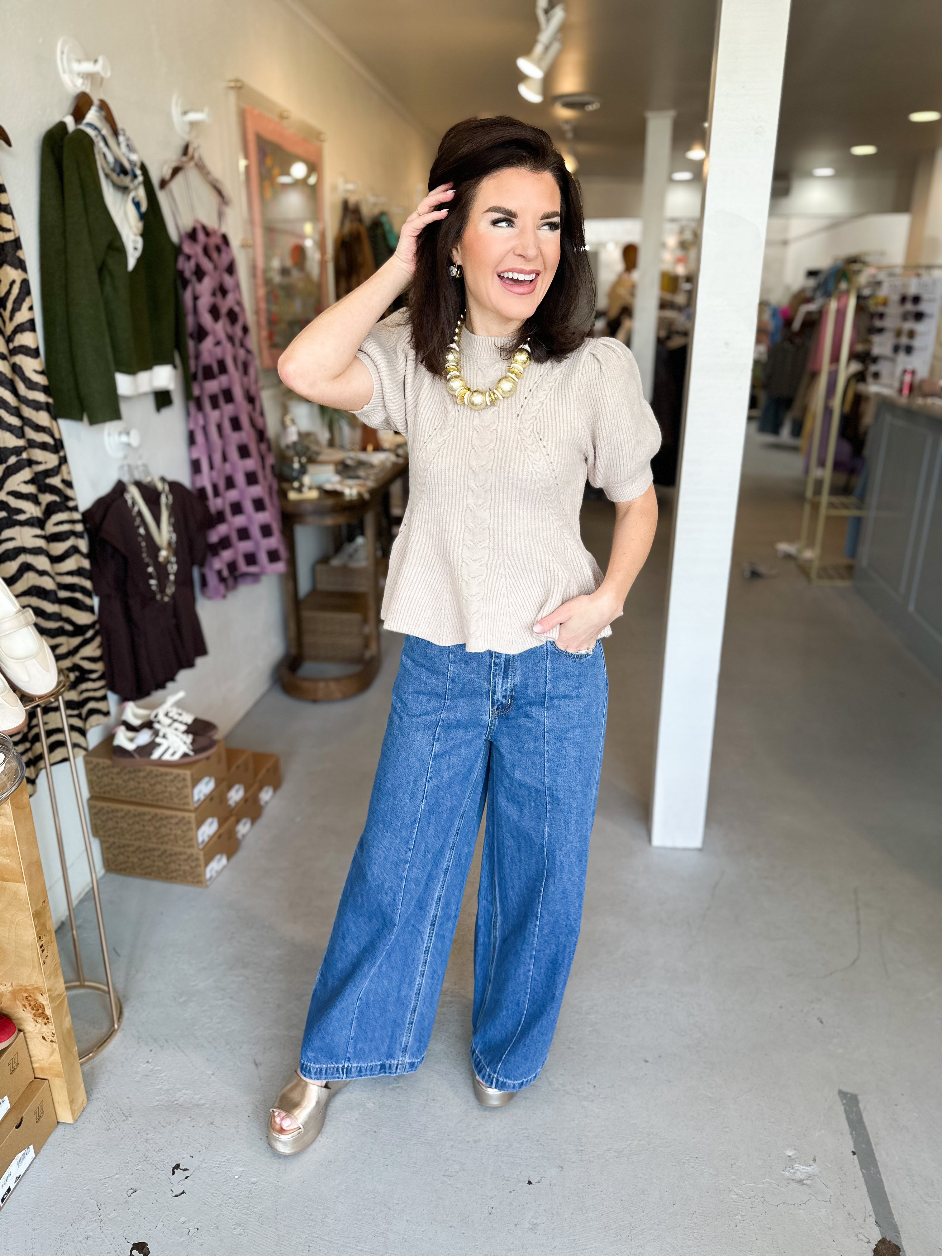 Wide Leg Denim Pants