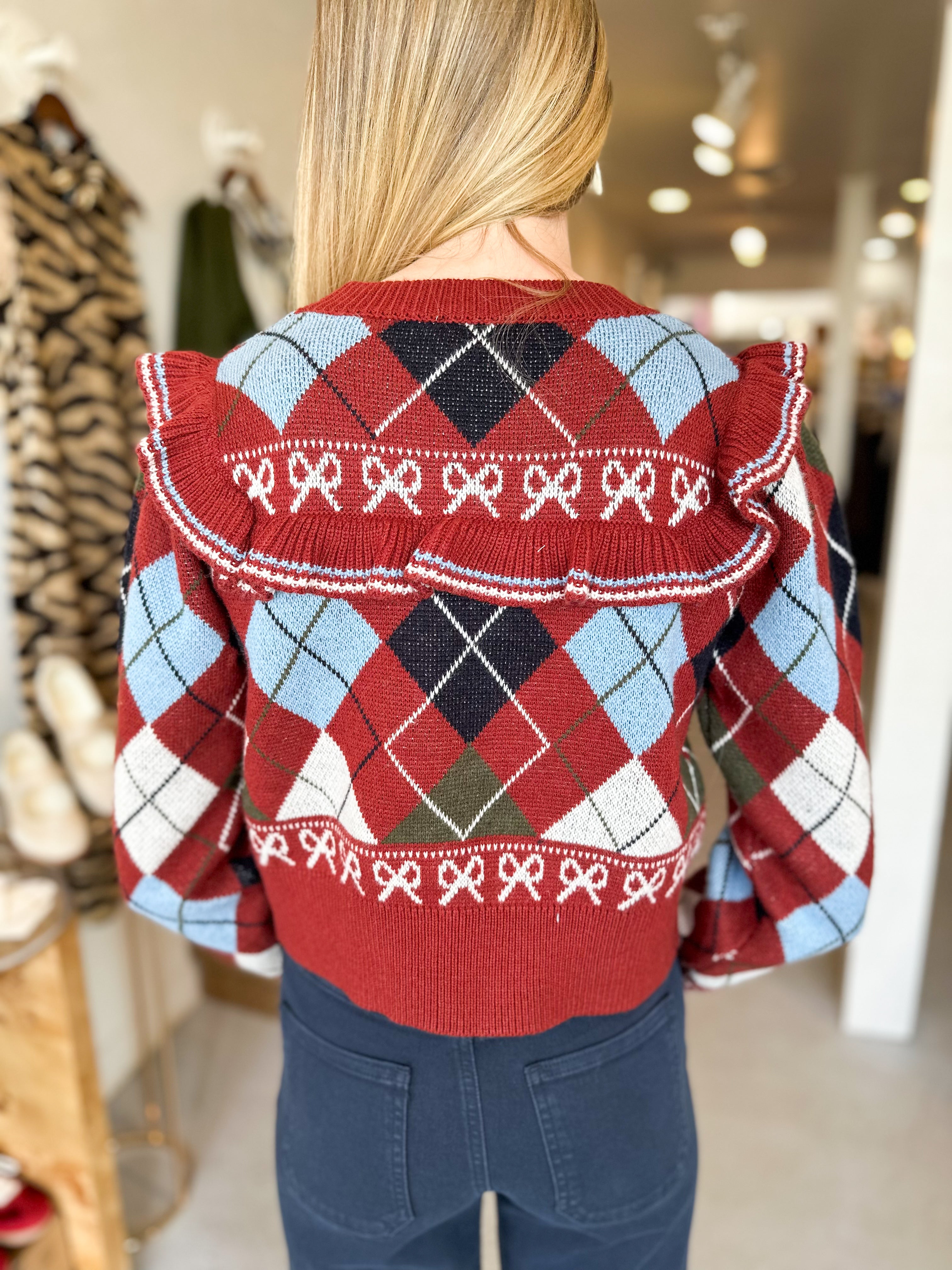 Argyle Ruffle Sweater