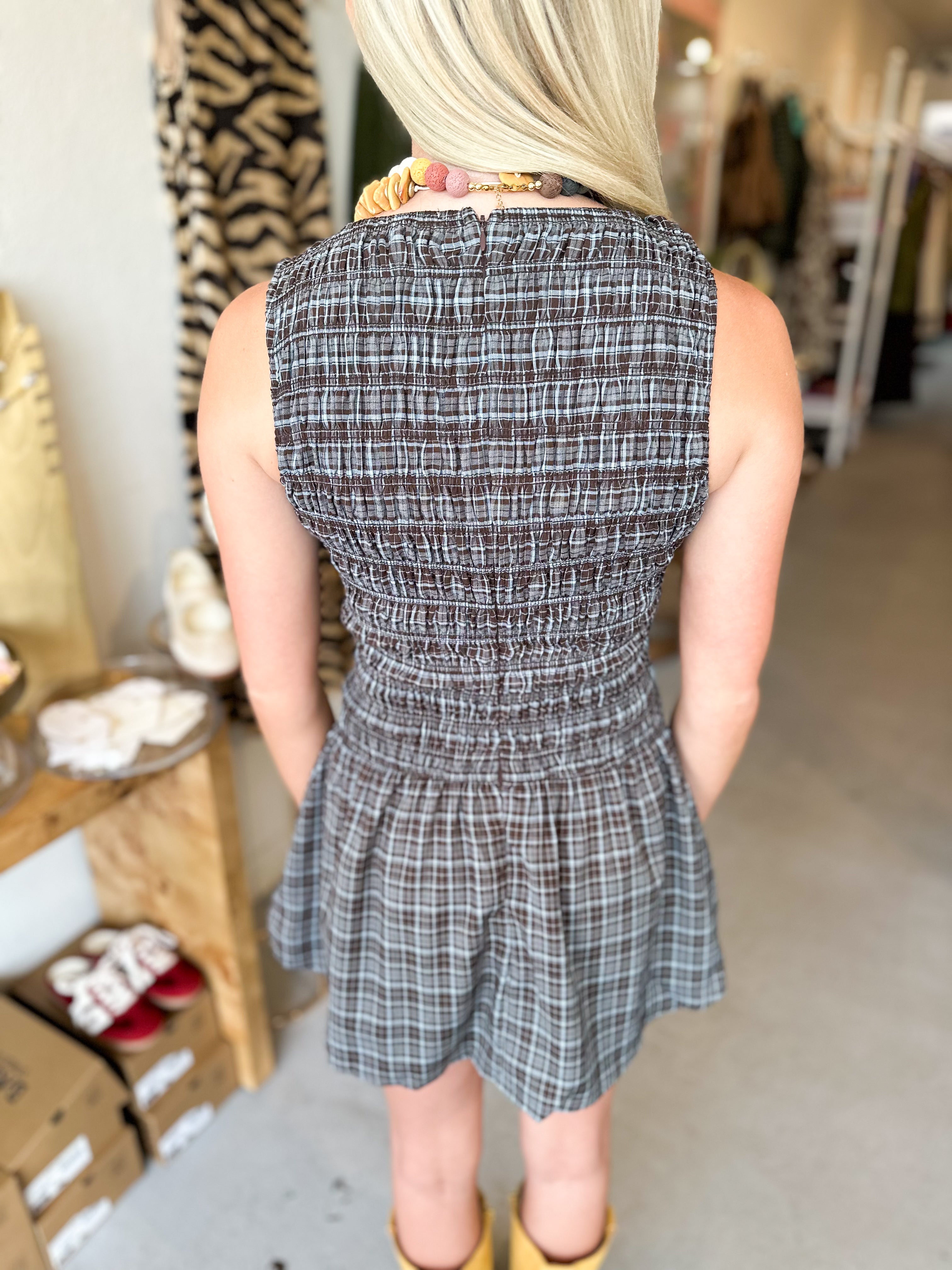 Plaid Smocked Romper