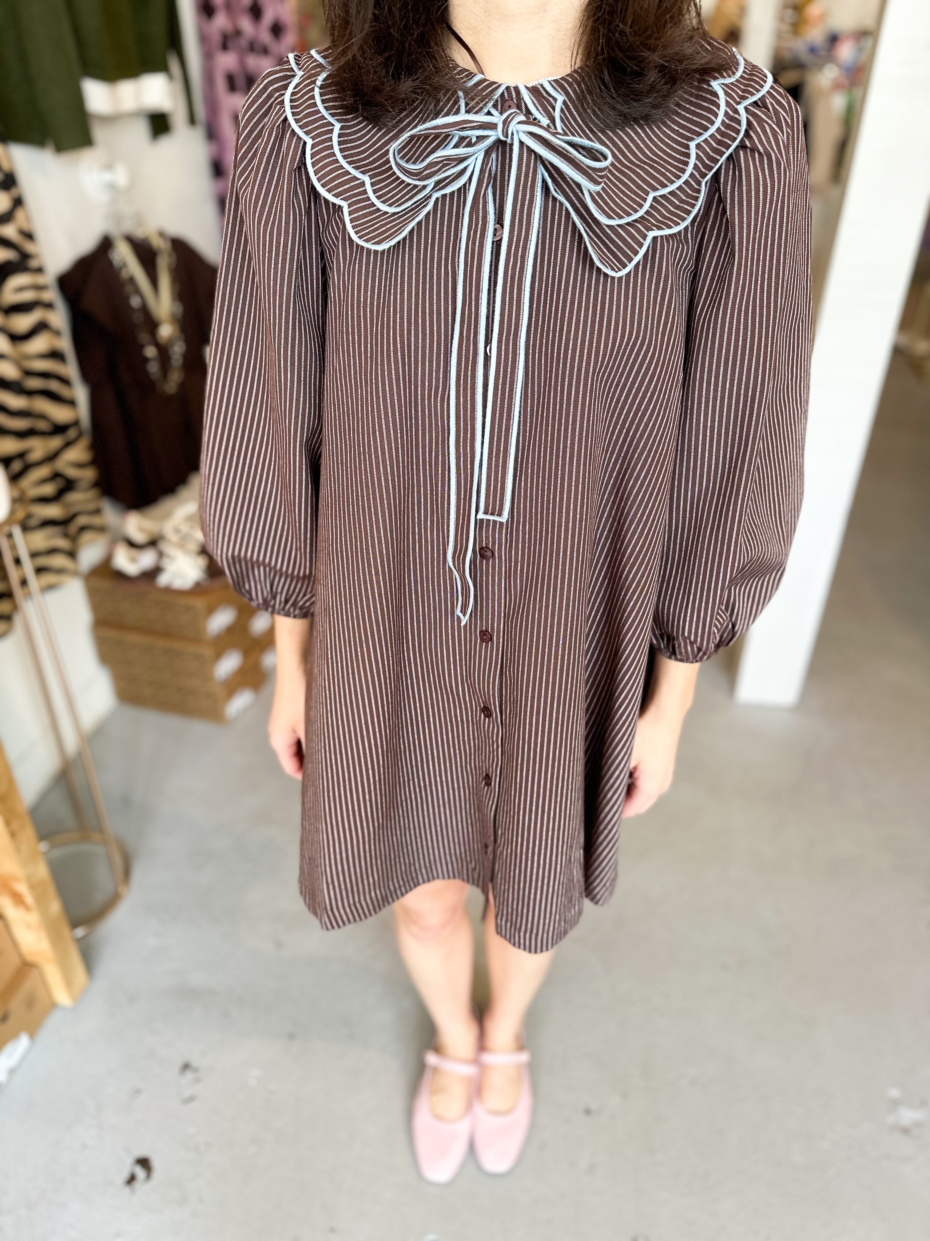 Scallop Collar Mini Dress