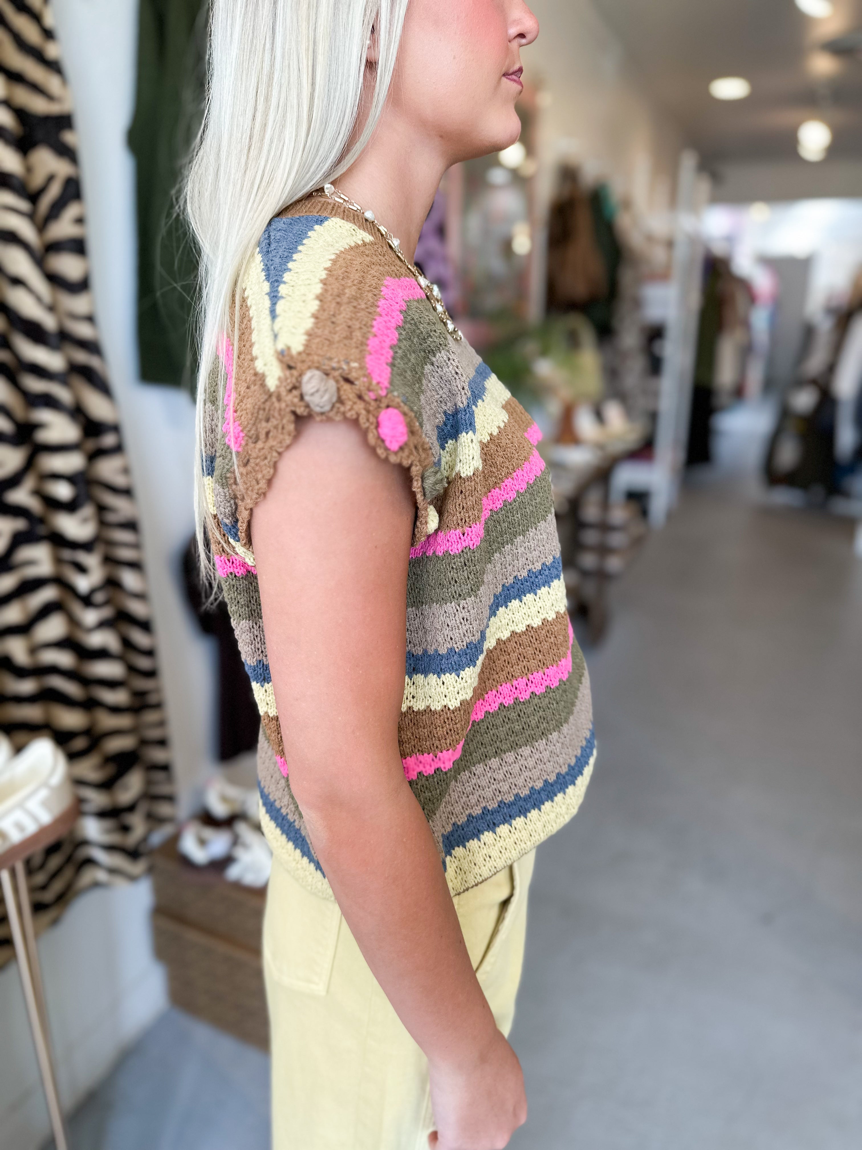 Striped Color Block Knit Top