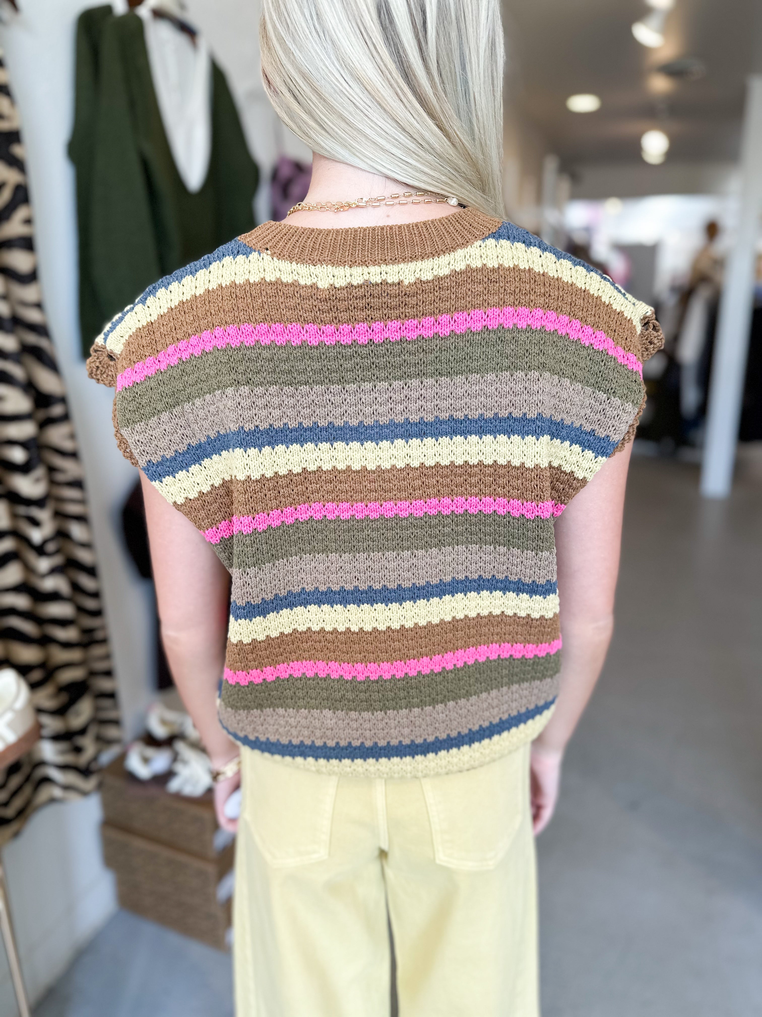 Striped Color Block Knit Top